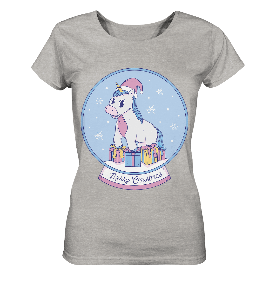 Weihnachten , Weihnachtskugel mit Einhorn , Unicorn Merry Christmas - Ladies Organic Shirt (meliert) - Online Kaufhaus München