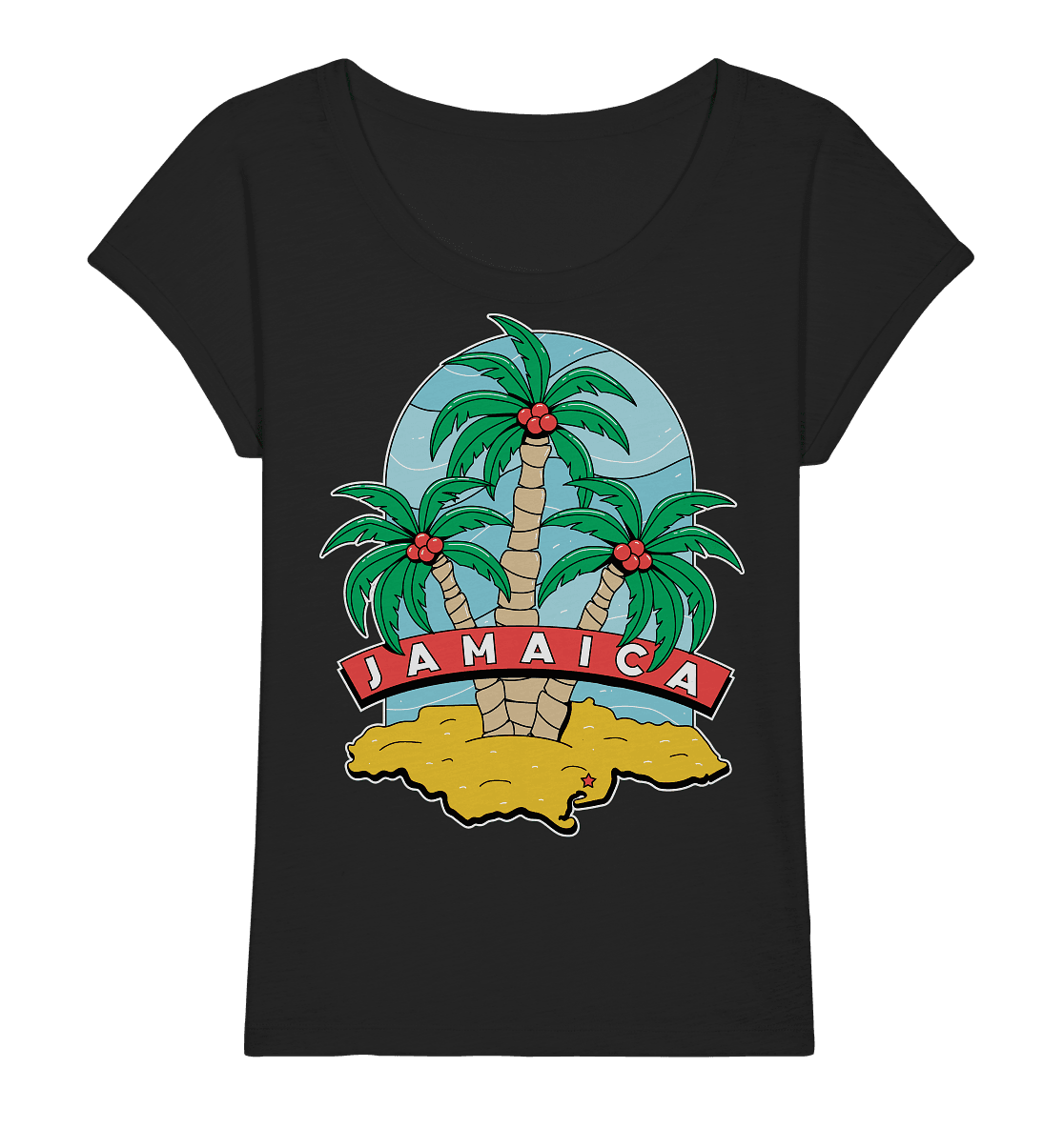 Jamaica Strand mit Palmen - Ladies Organic Slub Shirt - Online Kaufhaus München