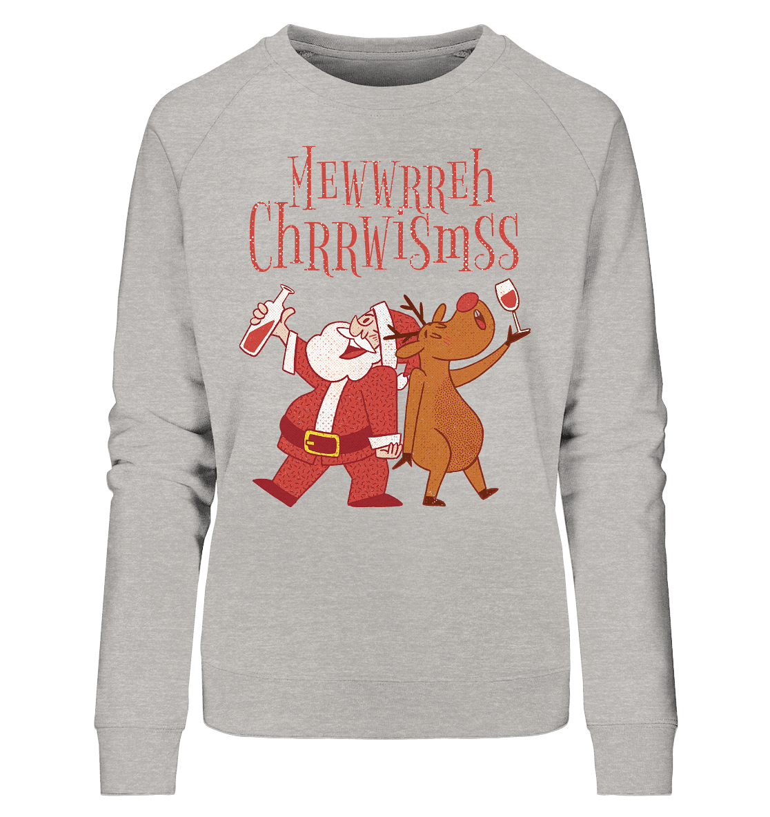 Betrunkerner Nikolaus mit Rentier - Ladies Organic Sweatshirt - Online Kaufhaus München