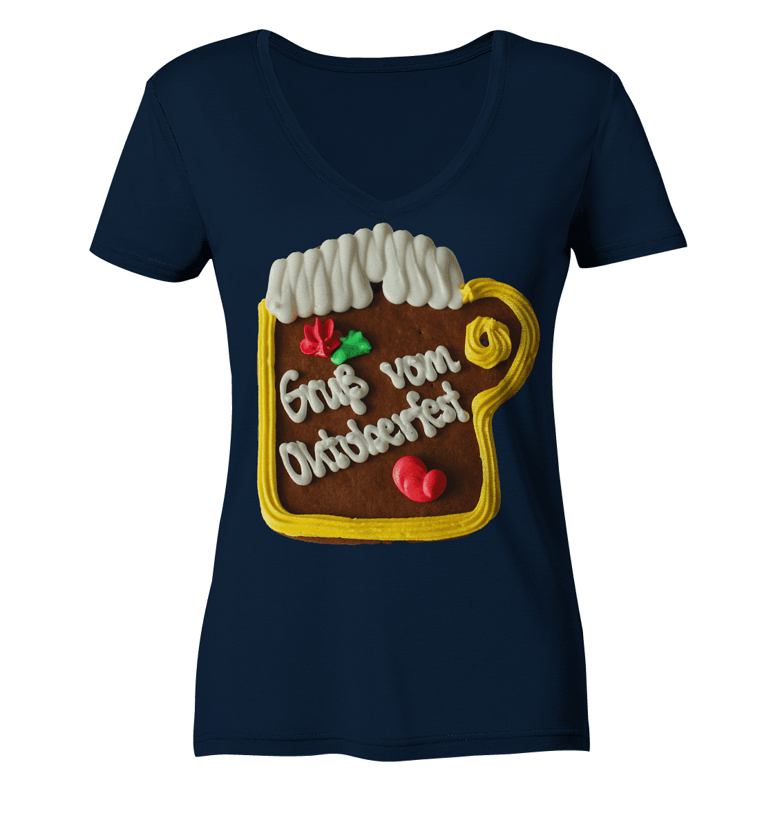 Lebkuchenkrug Gruß vom Oktoberfest ,Herbstferst,Volksfest - Ladies Organic V-Neck Shirt - Online Kaufhaus München