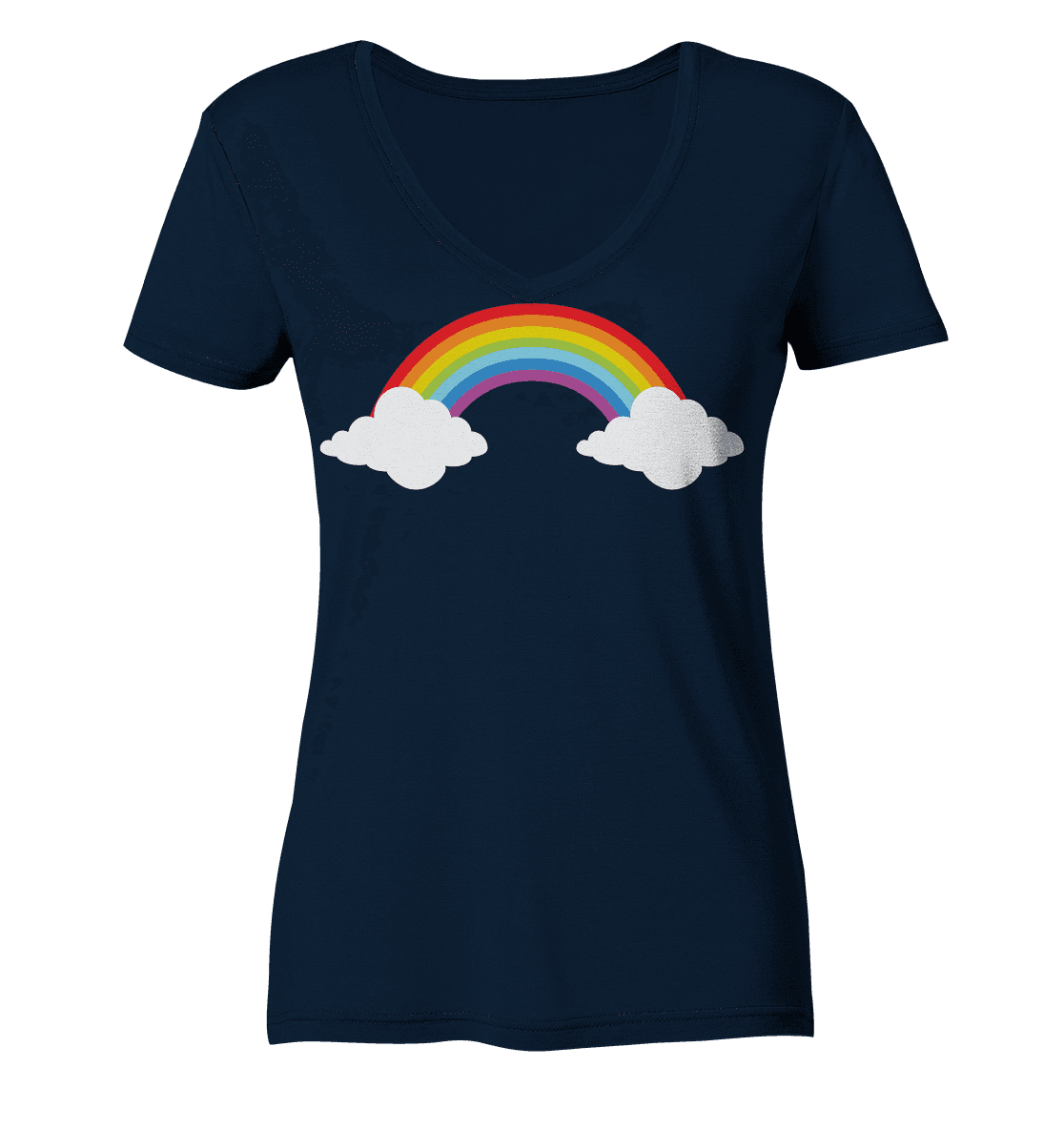 Regenbogen mit Wolken - Ladies Organic V-Neck Shirt - Online Kaufhaus München