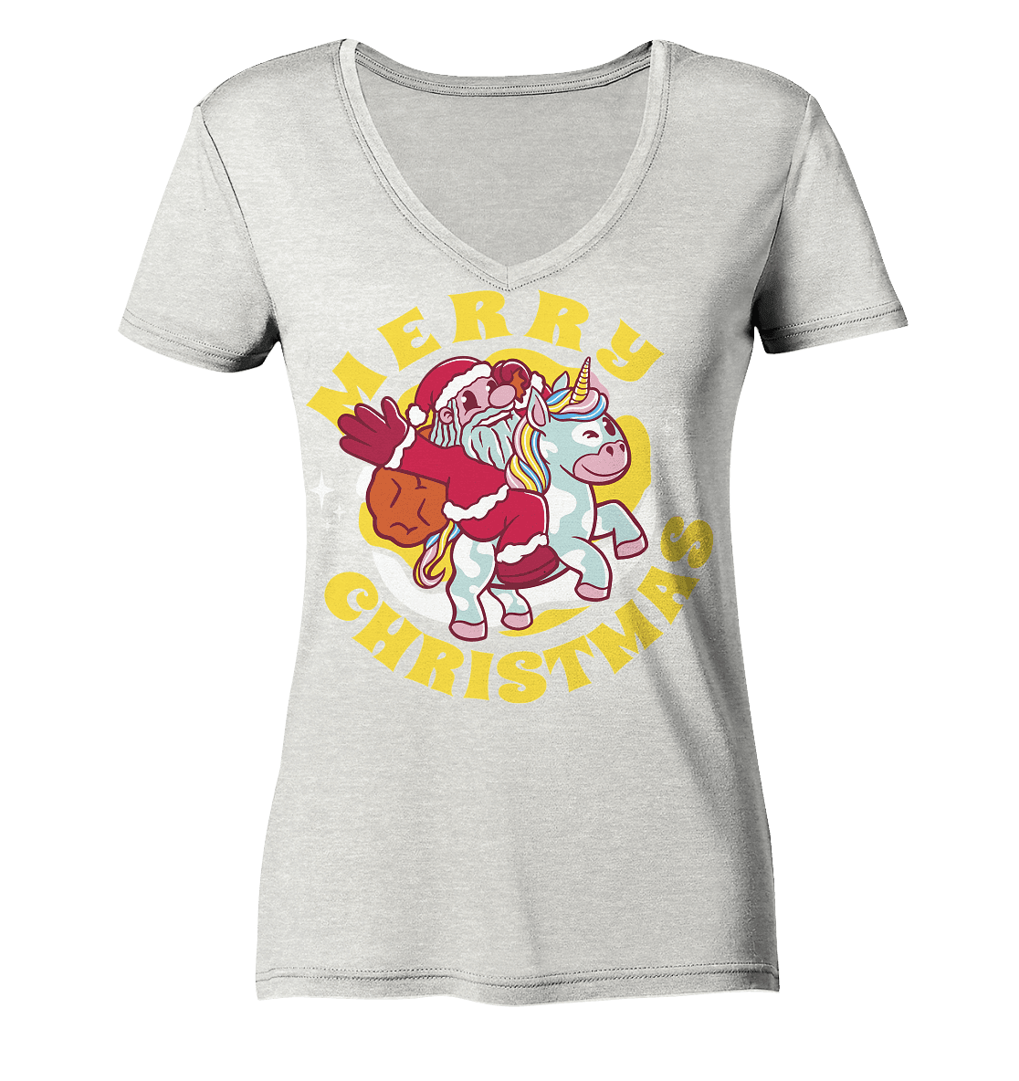 Nikolaus auf Einhorn reitend , Santa Claus Unicorn ,Merry Christmas - Ladies Organic V-Neck Shirt - Online Kaufhaus München