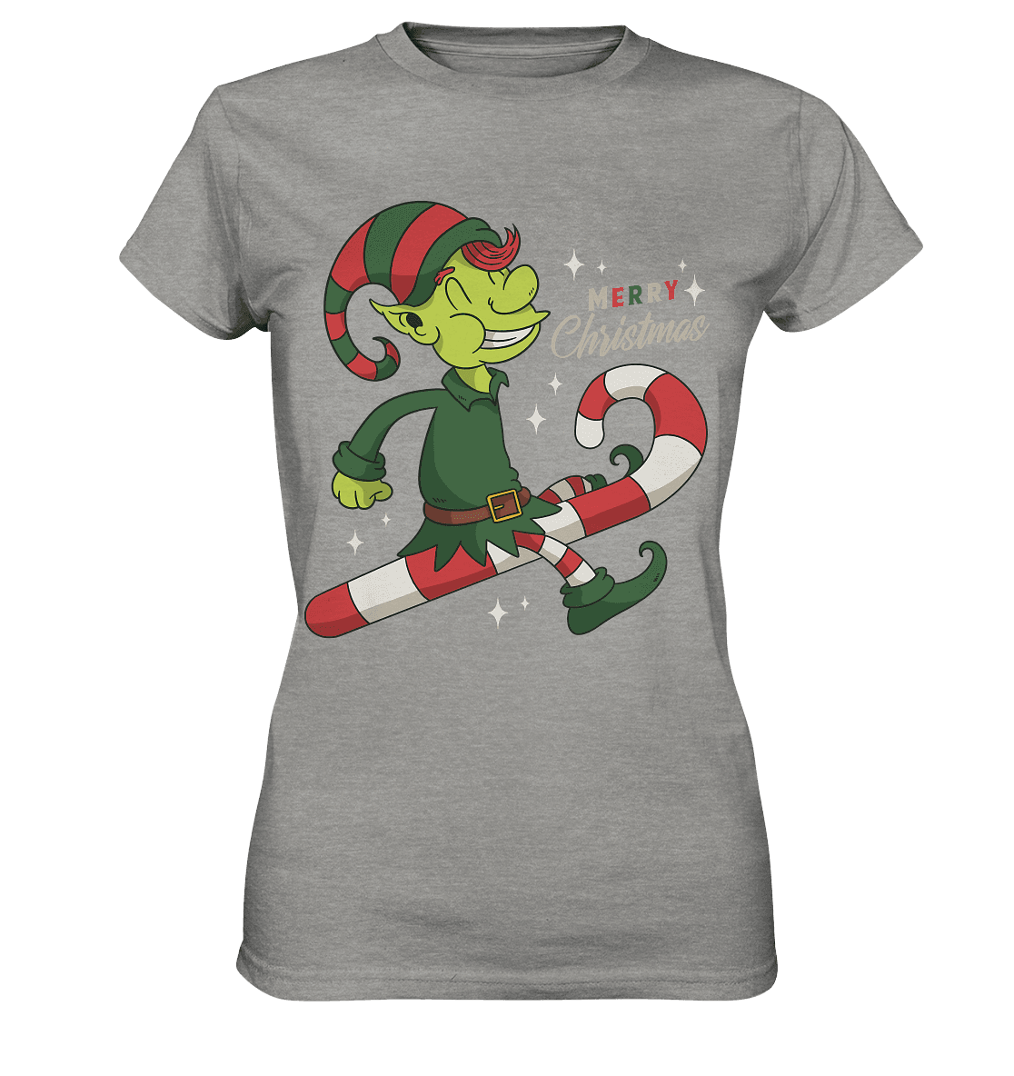 Weihnacht Design Netter Weihnachtself mit Zuckerstange Merry Christmas - Ladies Premium Shirt - Online Kaufhaus München
