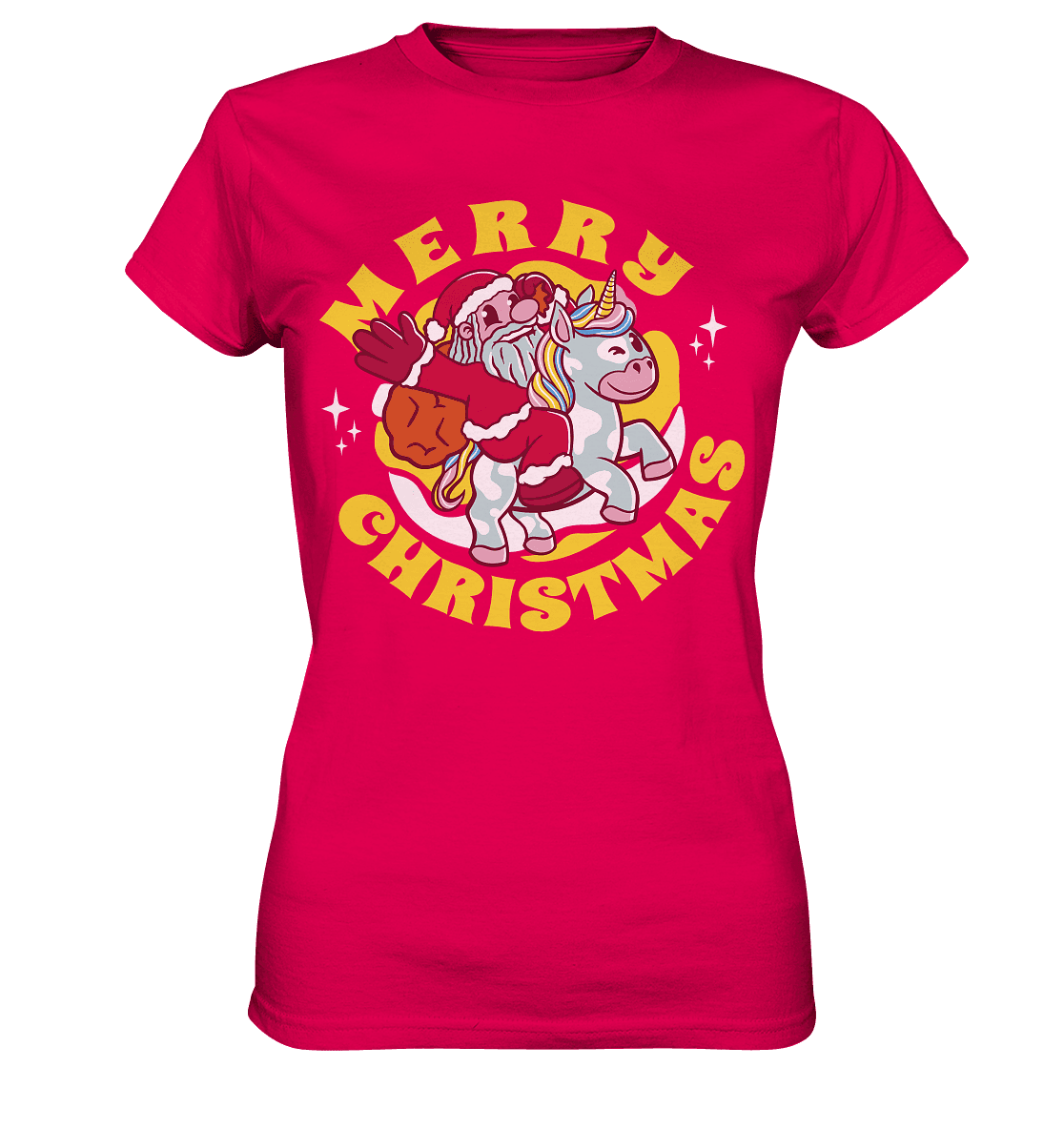 Nikolaus auf Einhorn reitend , Santa Claus Unicorn ,Merry Christmas - Ladies Premium Shirt - Online Kaufhaus München