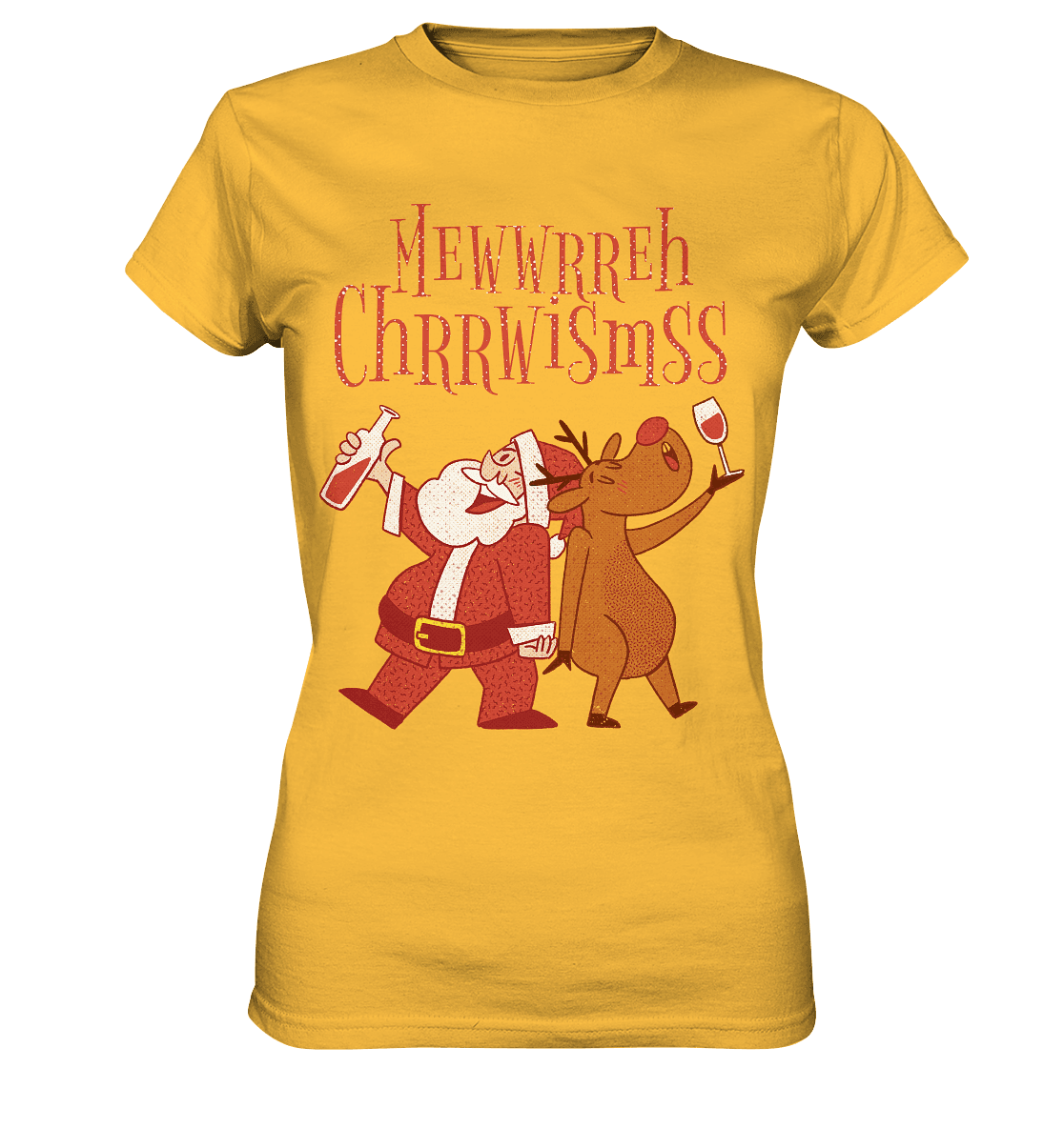 Betrunkerner Nikolaus mit Rentier - Ladies Premium Shirt - Online Kaufhaus München