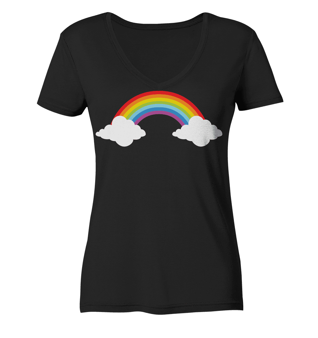 Regenbogen mit Wolken - Ladies V-Neck Shirt - Online Kaufhaus München
