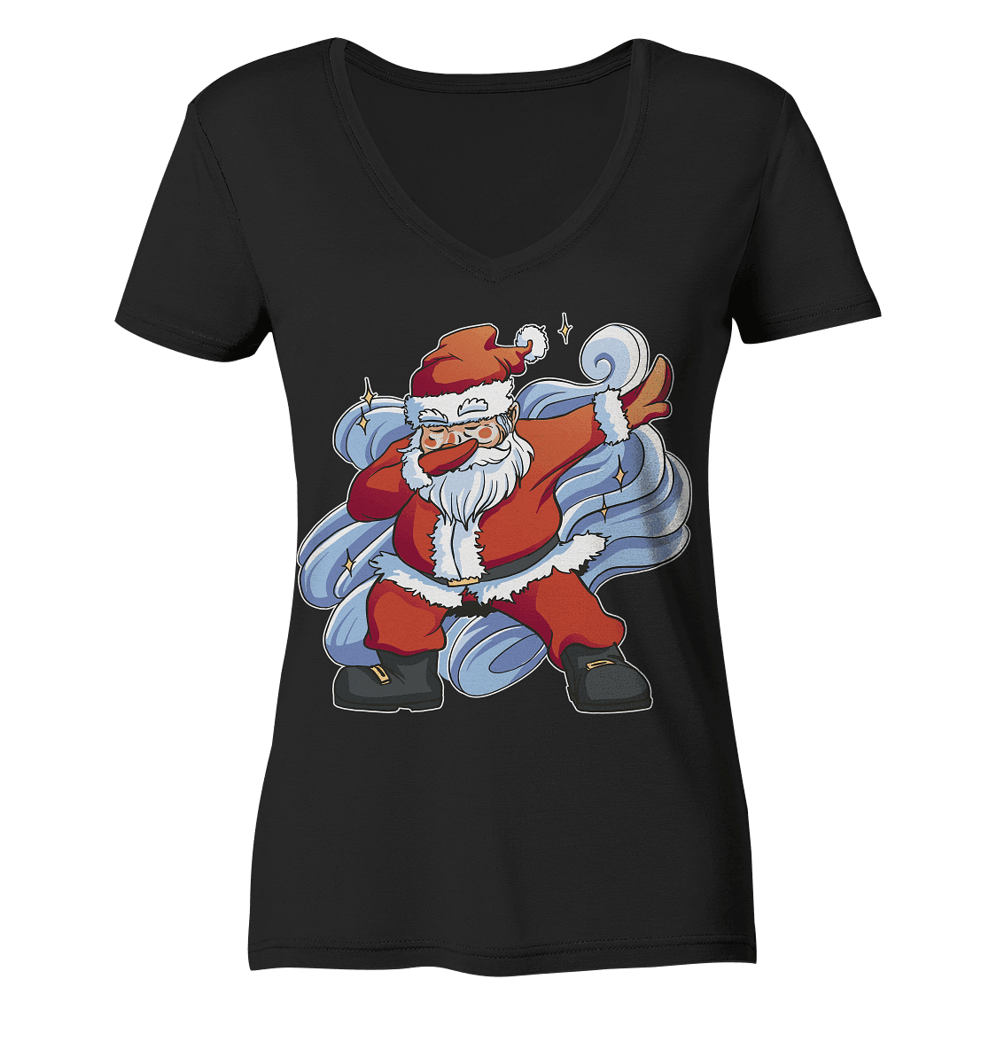 Weihnachten, Nikolaus Dabbing ,tanzender Nikolaus ,Fun ,Santa Dabbing Christmas - Ladies V-Neck Shirt - Online Kaufhaus München