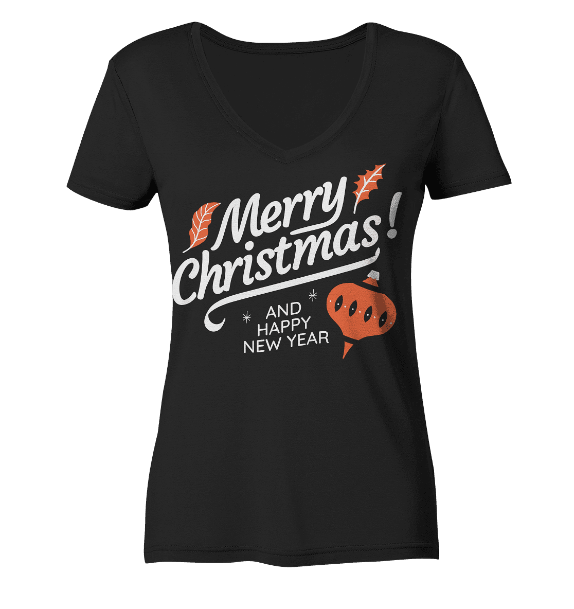 Frohe Weihnachten und ein Gutes neues Jahr ,Merry Christmas and Happy New Year - Ladies V-Neck Shirt - Online Kaufhaus München