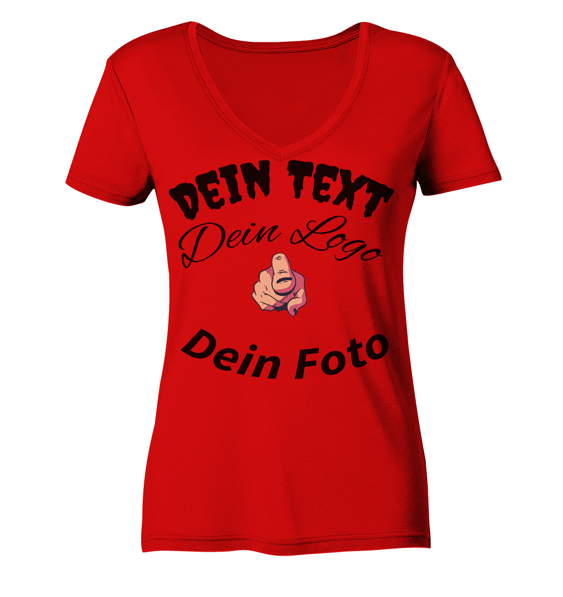 Dein Text ,Dein Logo,Dein Foto , Wunsch Design zum selbst gestalten - Ladies V-Neck Shirt - Online Kaufhaus München