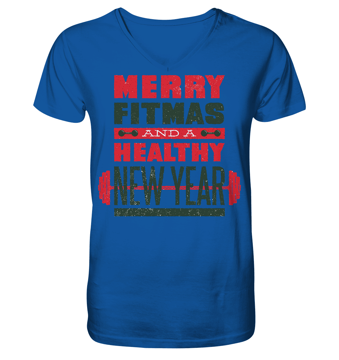 Weihnachtliches Design, Gym, Merry Fitmas and a Healthy New Year - Mens Organic V-Neck Shirt - Online Kaufhaus München