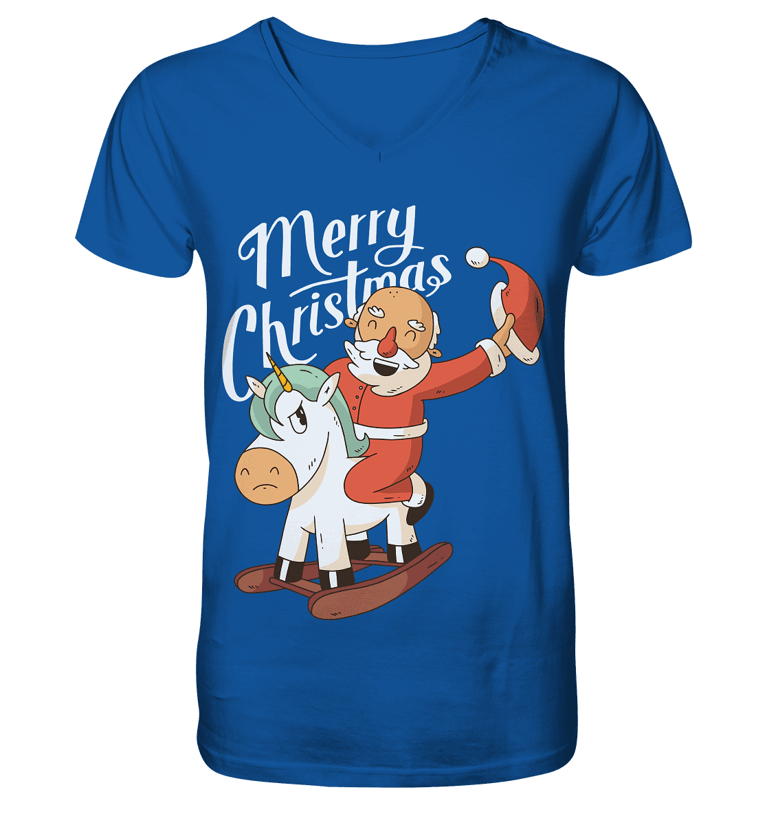 Weihnachten Nikolaus am Schaukelpferd Merry Christmas - Mens Organic V-Neck Shirt - Online Kaufhaus München