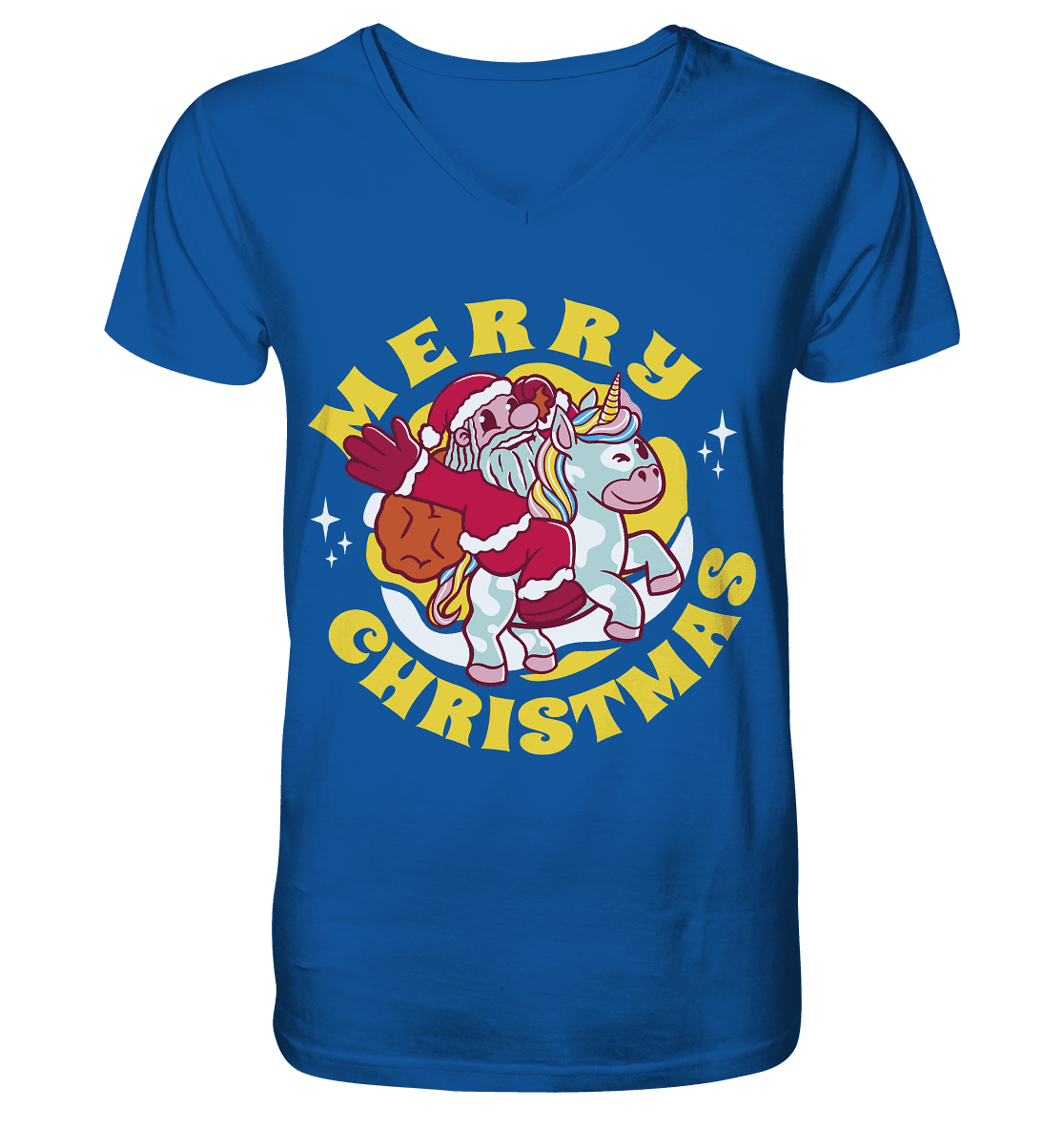 Nikolaus auf Einhorn reitend , Santa Claus Unicorn ,Merry Christmas - Mens Organic V-Neck Shirt - Online Kaufhaus München