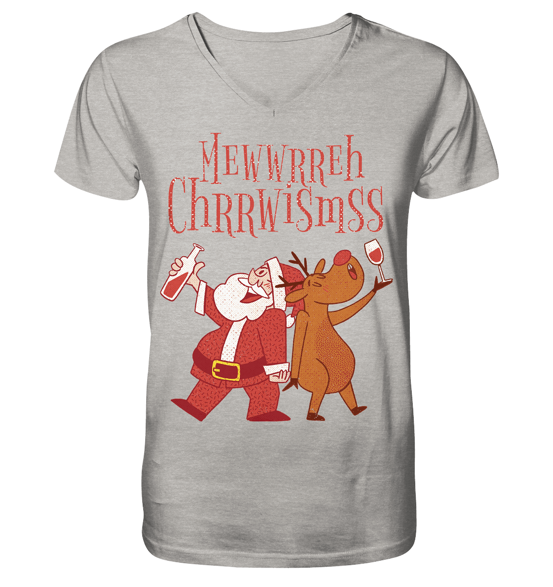 Betrunkerner Nikolaus mit Rentier - Mens Organic V-Neck Shirt - Online Kaufhaus München