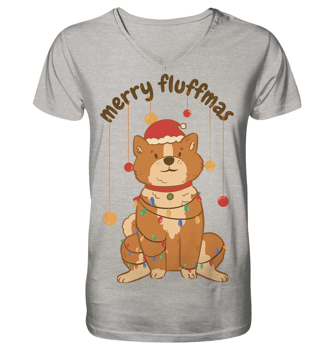 Weihnachtliches Motiv Fun Merry Fluffmas - Mens Organic V-Neck Shirt - Online Kaufhaus München
