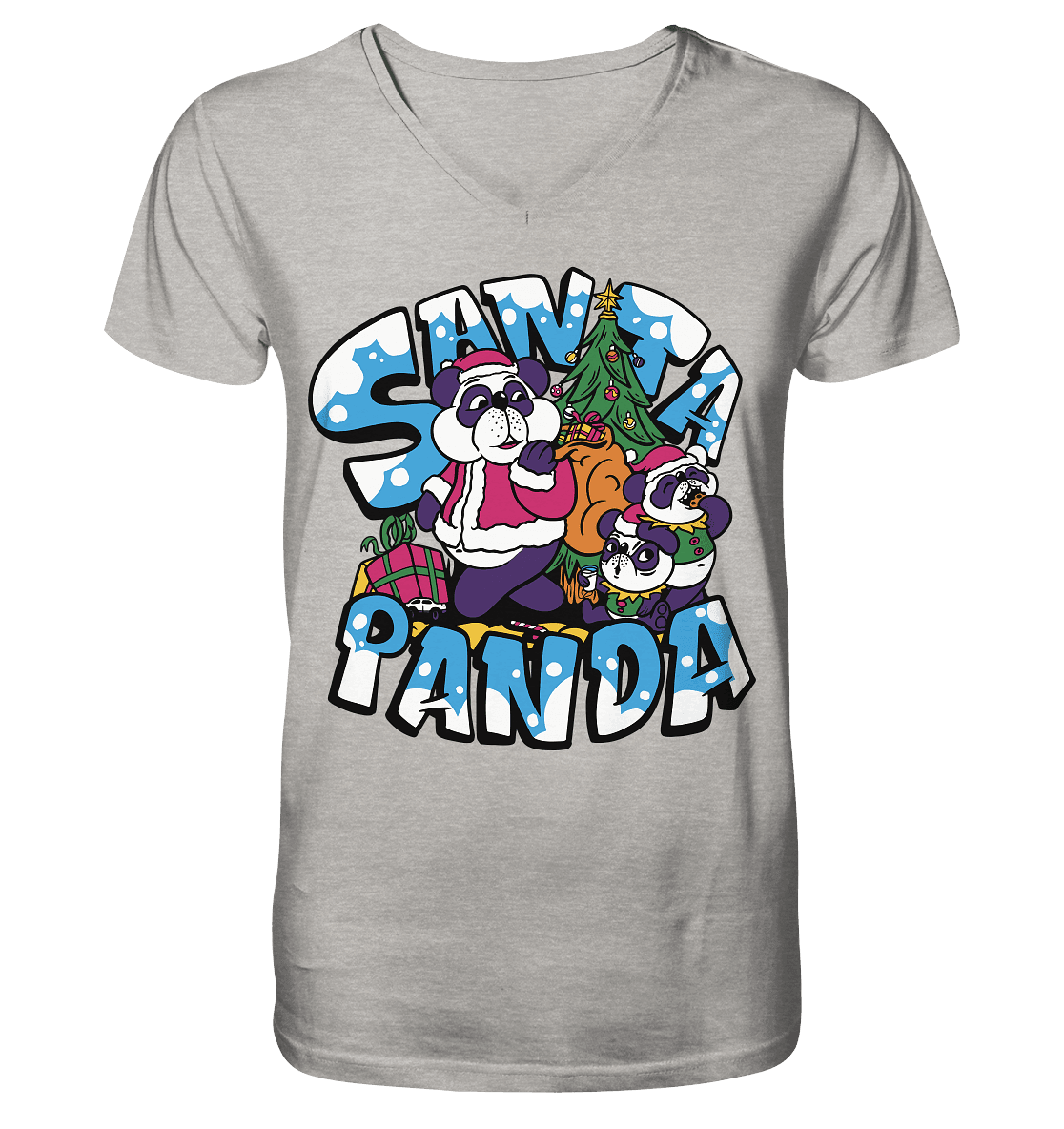 Weihnachten, Santa Panda , Nikolaus Panda ,Merry Christmas - Mens Organic V-Neck Shirt - Online Kaufhaus München