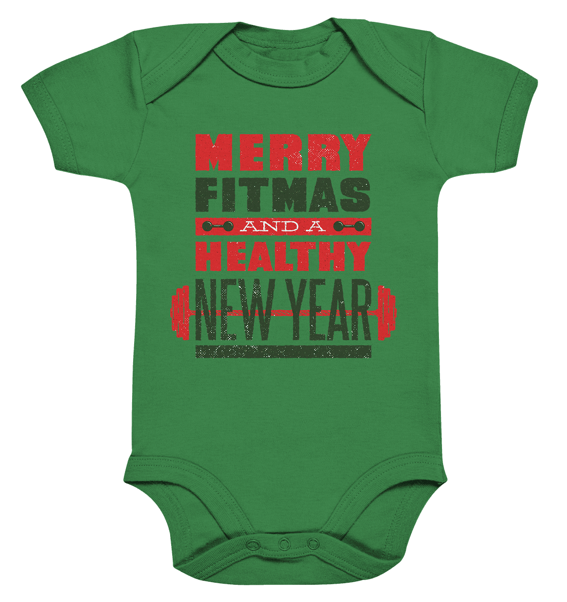 Weihnachtliches Design, Gym, Merry Fitmas and a Healthy New Year - Organic Baby Bodysuite - Online Kaufhaus München