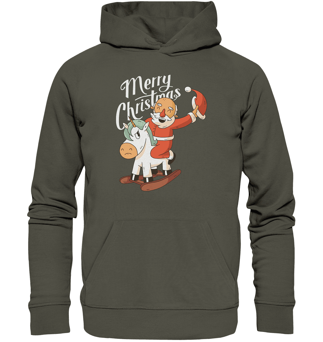 Weihnachten Nikolaus am Schaukelpferd Merry Christmas - Organic Basic Hoodie - Online Kaufhaus München