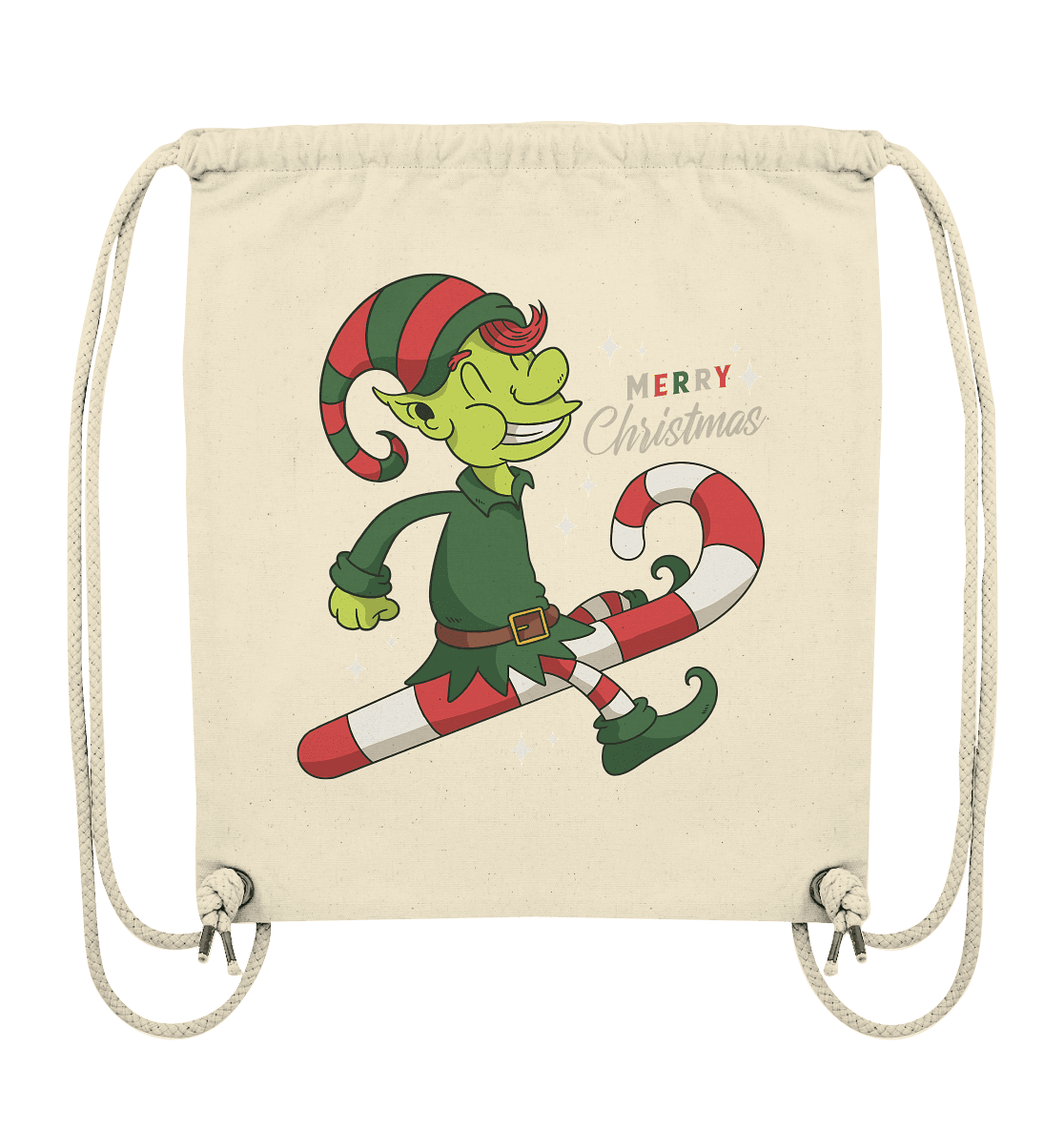 Weihnacht Design Netter Weihnachtself mit Zuckerstange Merry Christmas - Organic Gym-Bag - Online Kaufhaus München