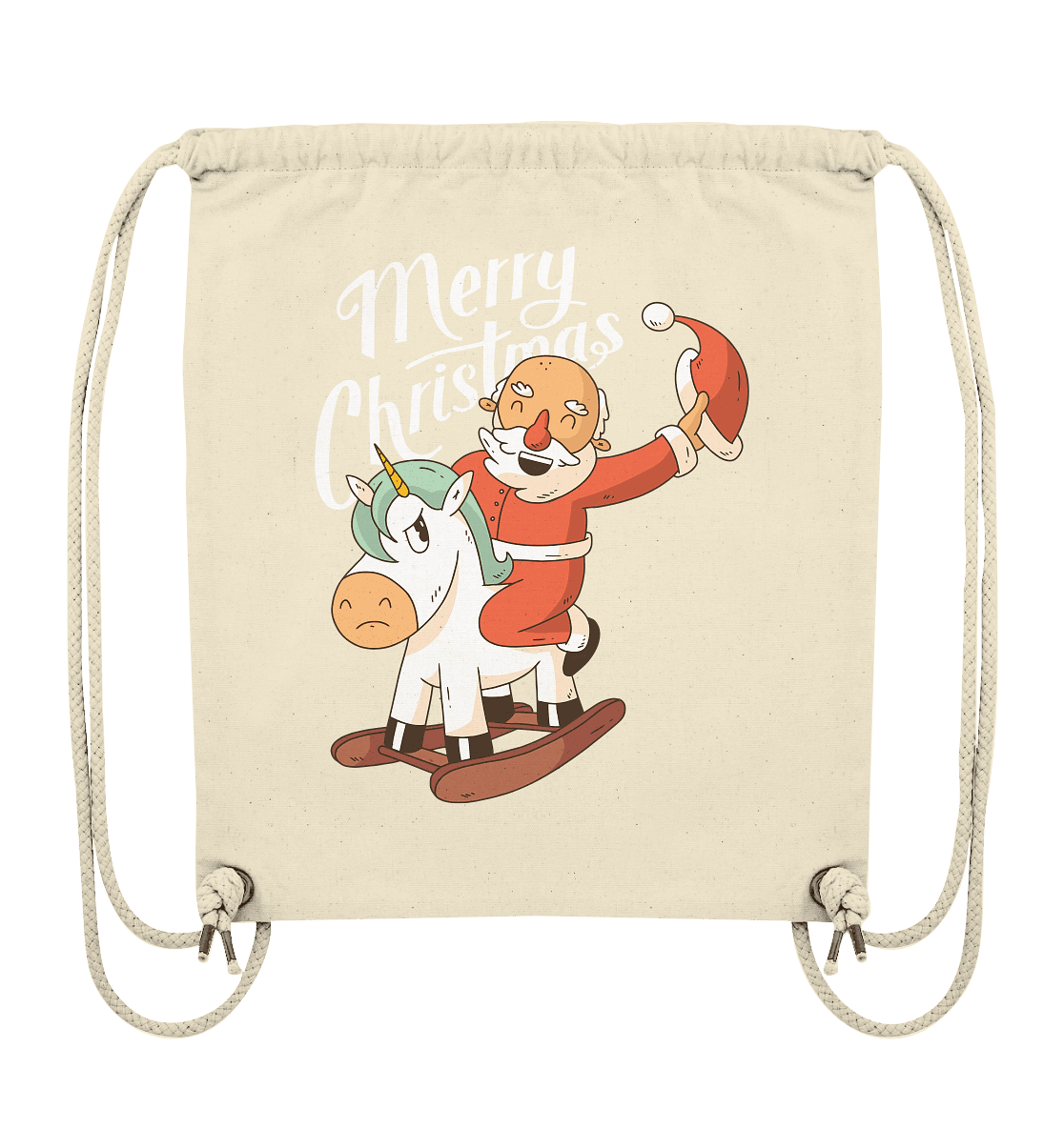 Weihnachten Nikolaus am Schaukelpferd Merry Christmas - Organic Gym-Bag - Online Kaufhaus München