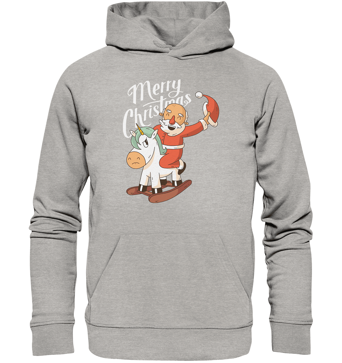 Weihnachten Nikolaus am Schaukelpferd Merry Christmas - Organic Hoodie - Online Kaufhaus München