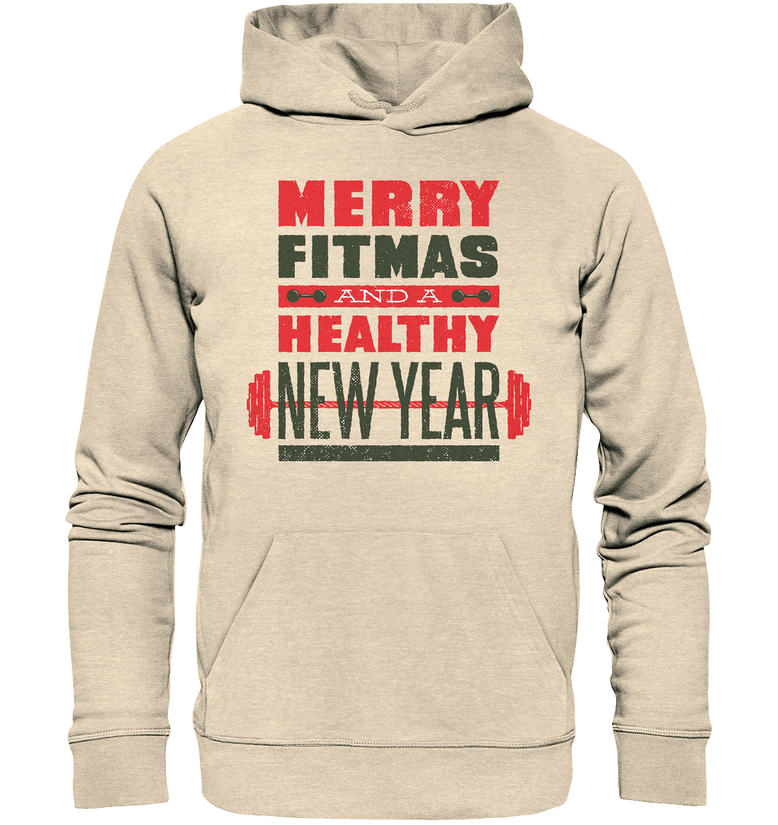 Weihnachtliches Design, Gym, Merry Fitmas and a Healthy New Year - Organic Hoodie - Online Kaufhaus München