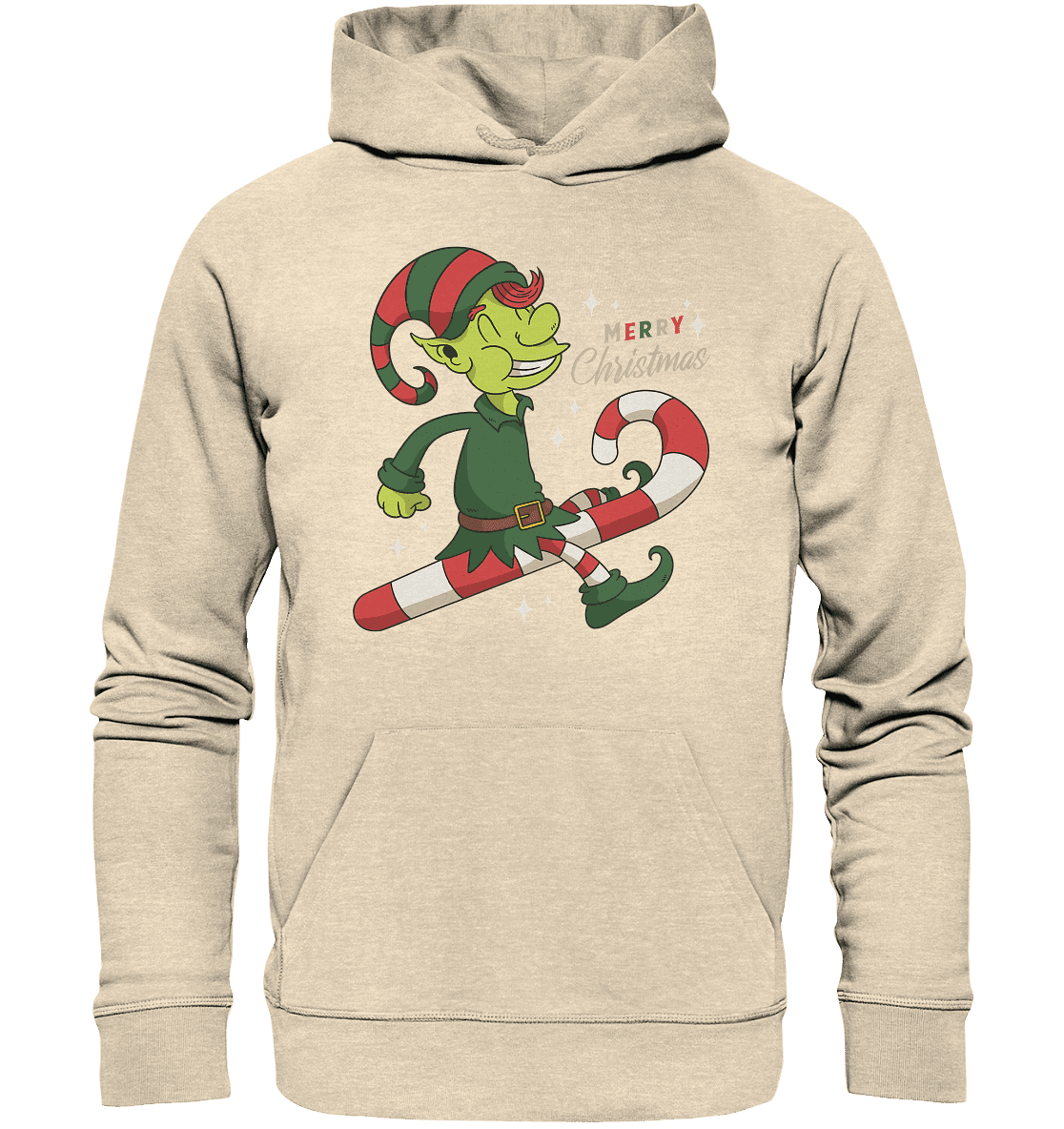 Weihnacht Design Netter Weihnachtself mit Zuckerstange Merry Christmas - Organic Hoodie - Online Kaufhaus München