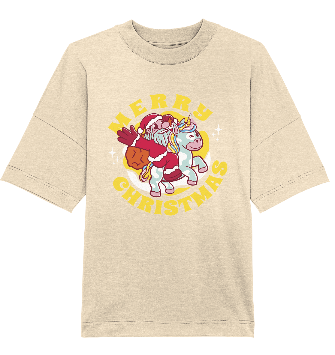 Nikolaus auf Einhorn reitend , Santa Claus Unicorn ,Merry Christmas - Organic Oversize Shirt - Online Kaufhaus München
