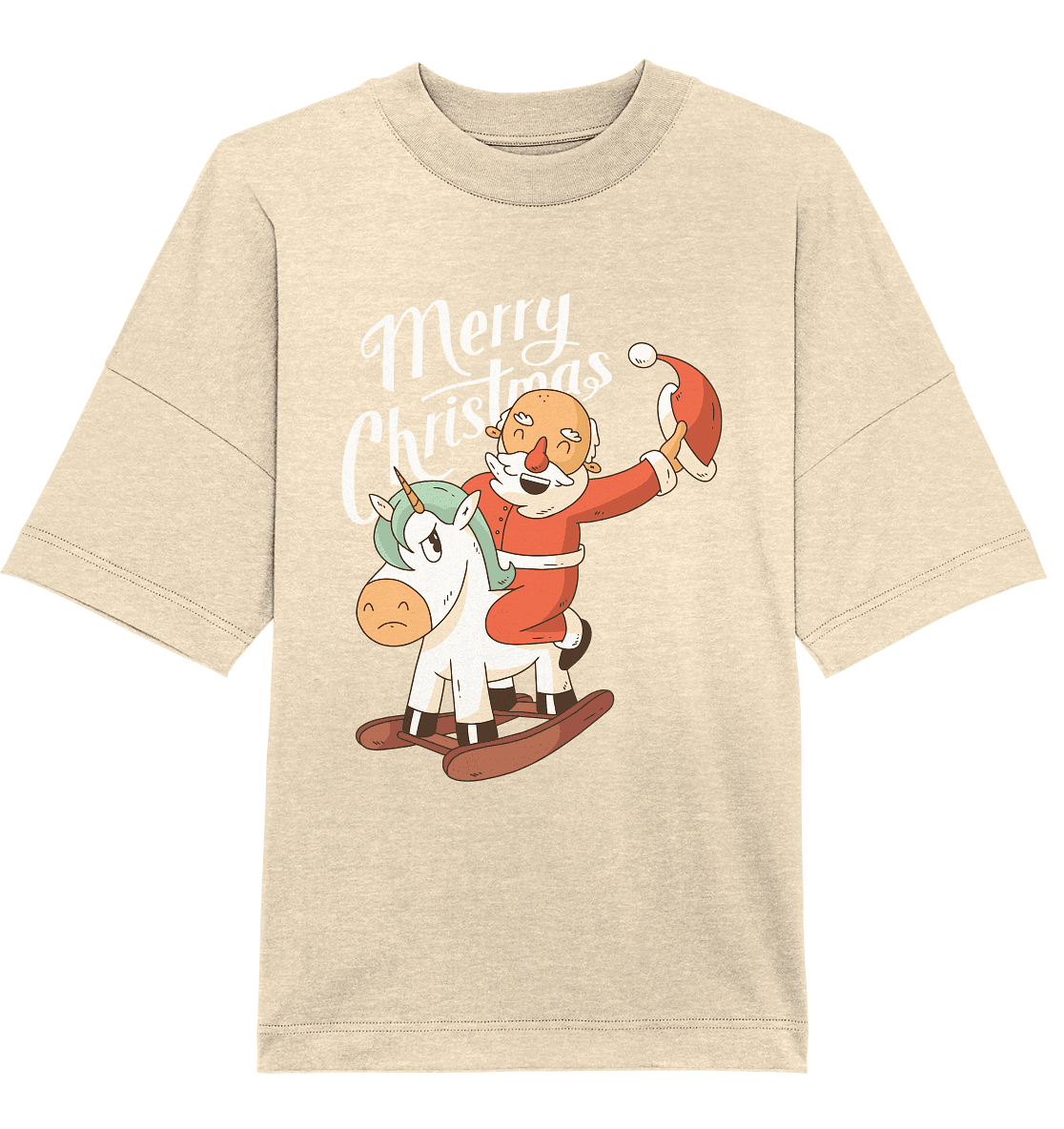 Weihnachten Nikolaus am Schaukelpferd Merry Christmas - Organic Oversize Shirt - Online Kaufhaus München
