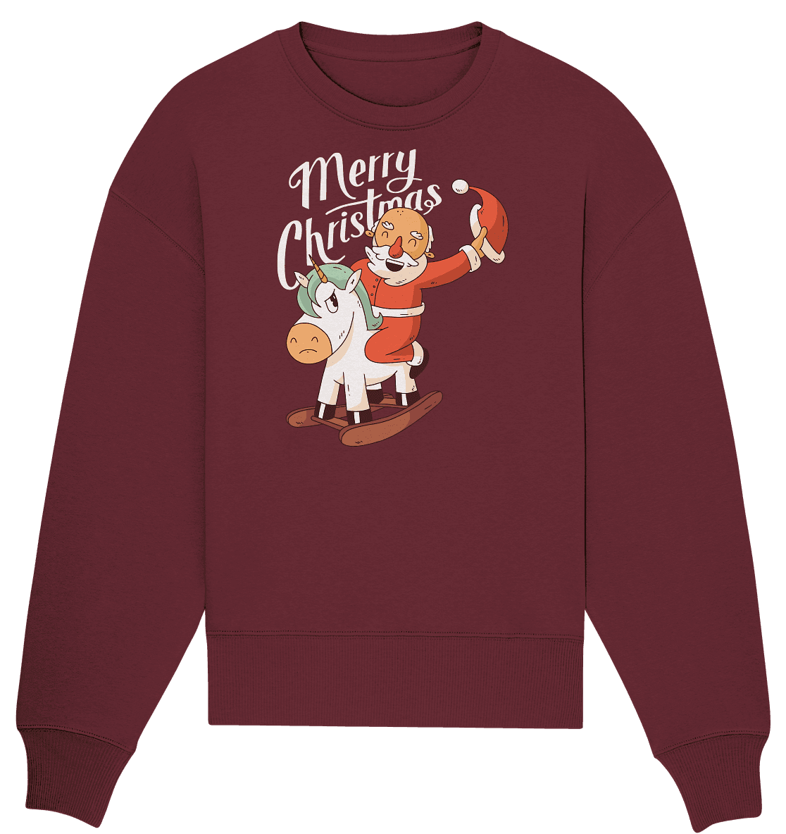 Weihnachten Nikolaus am Schaukelpferd Merry Christmas - Organic Oversize Sweatshirt - Online Kaufhaus München