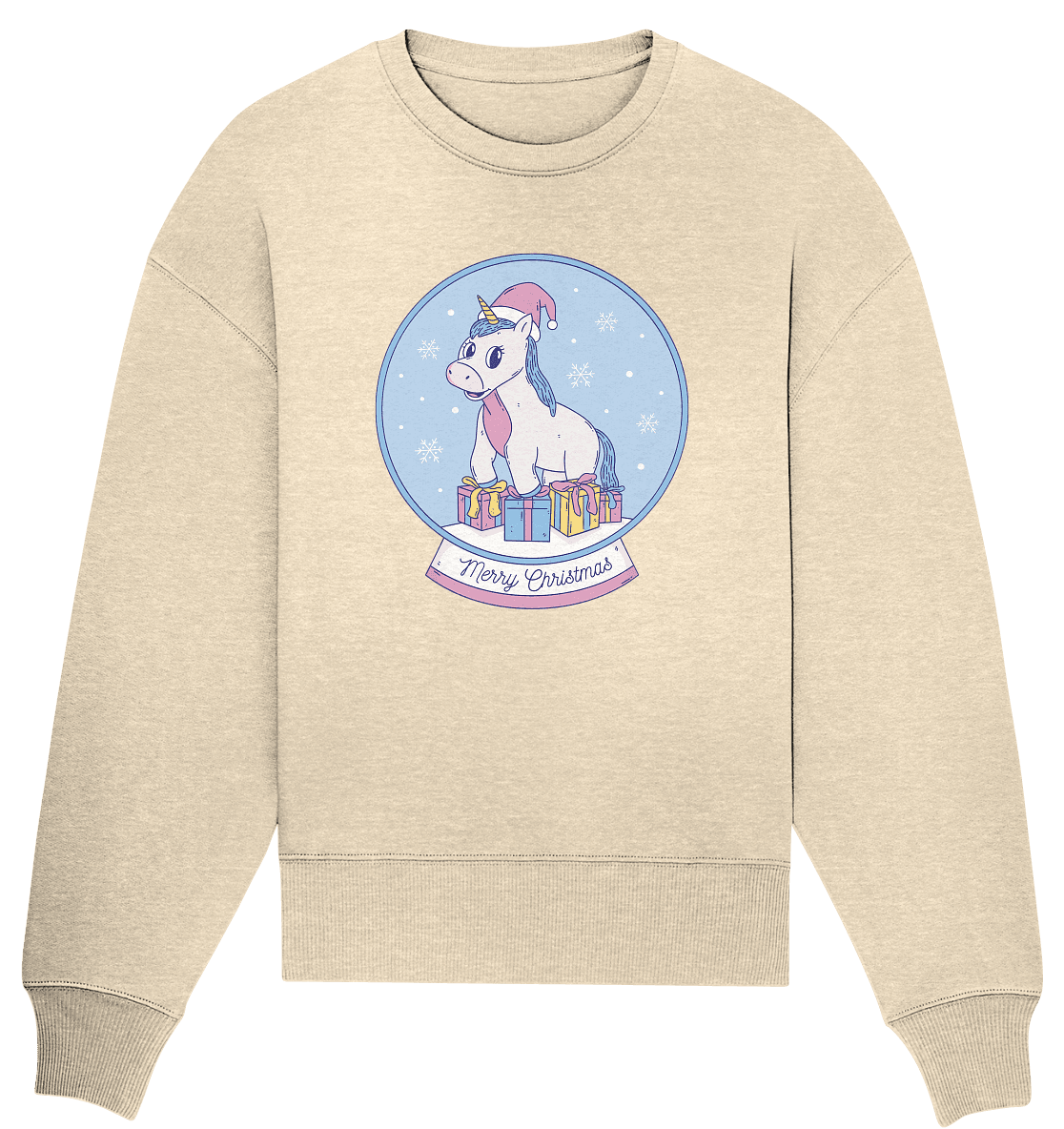 Weihnachten , Weihnachtskugel mit Einhorn , Unicorn Merry Christmas - Organic Oversize Sweatshirt - Online Kaufhaus München