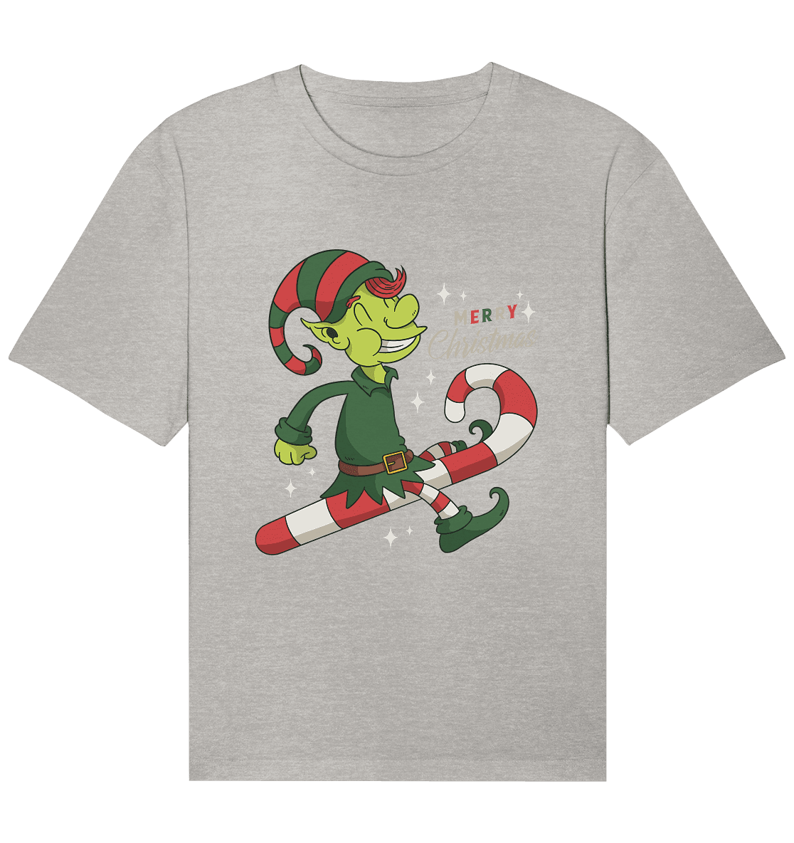 Weihnacht Design Netter Weihnachtself mit Zuckerstange Merry Christmas - Organic Relaxed Shirt - Online Kaufhaus München