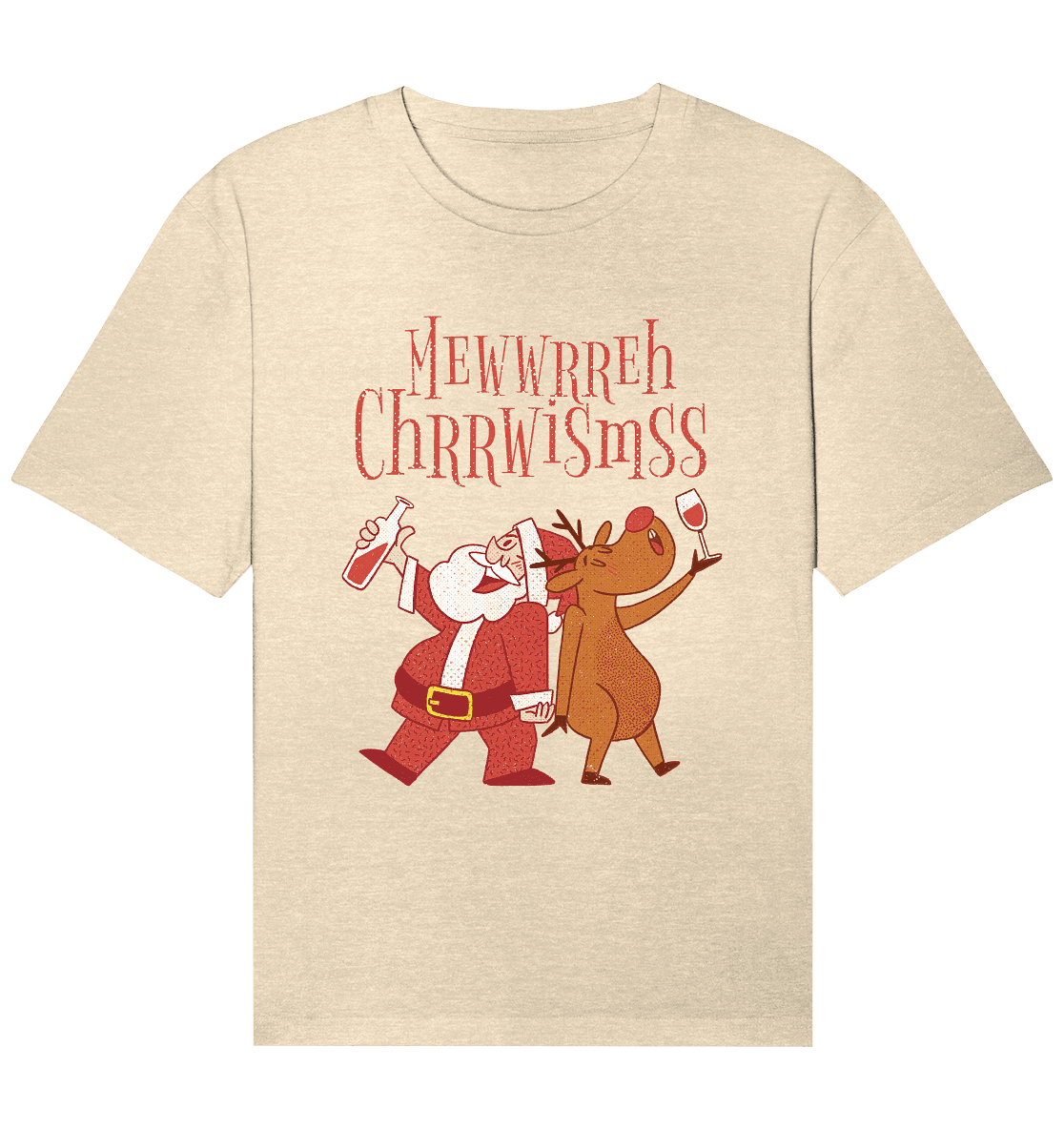 Betrunkerner Nikolaus mit Rentier - Organic Relaxed Shirt - Online Kaufhaus München