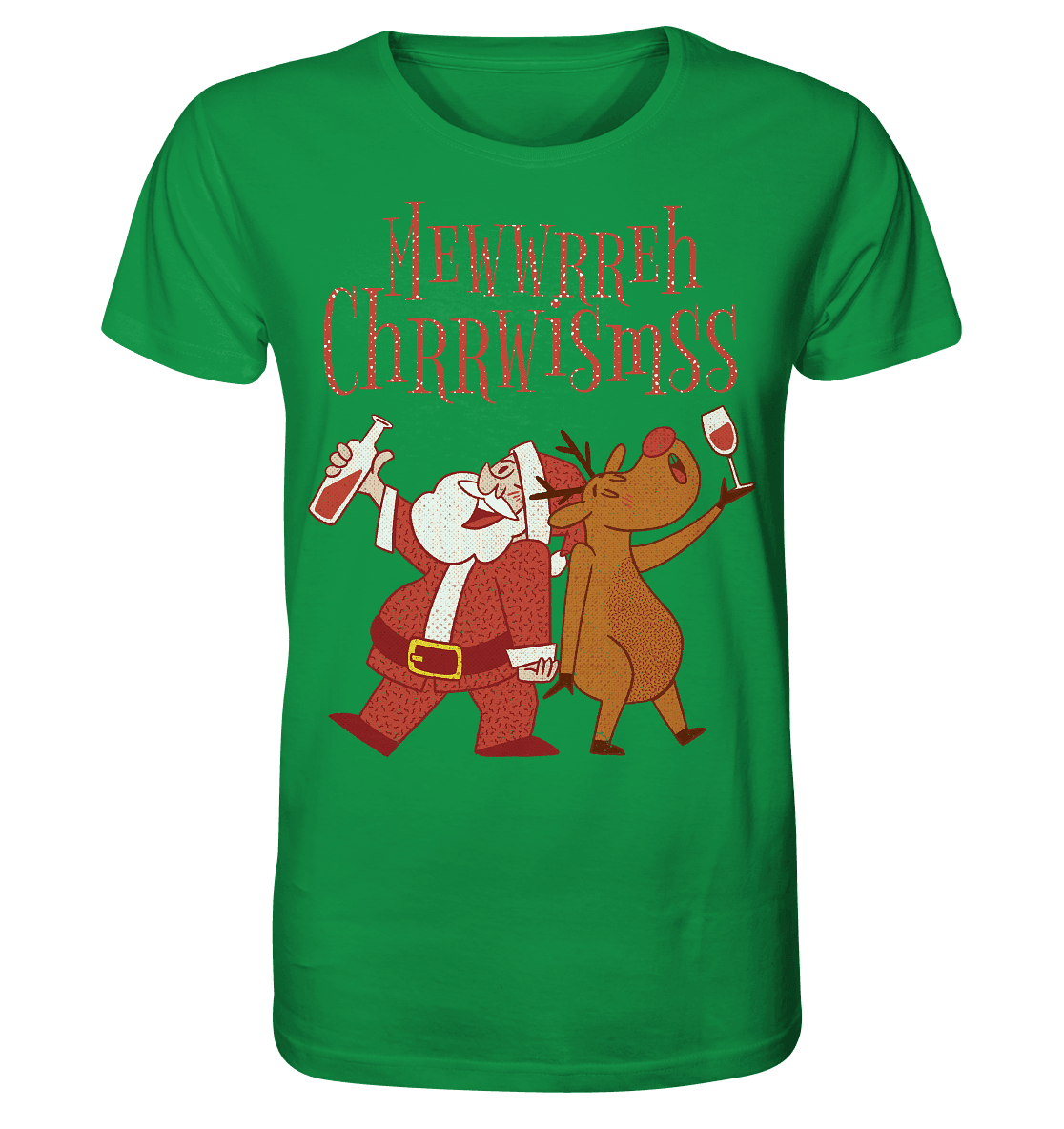 Betrunkerner Nikolaus mit Rentier - Organic Shirt - Online Kaufhaus München