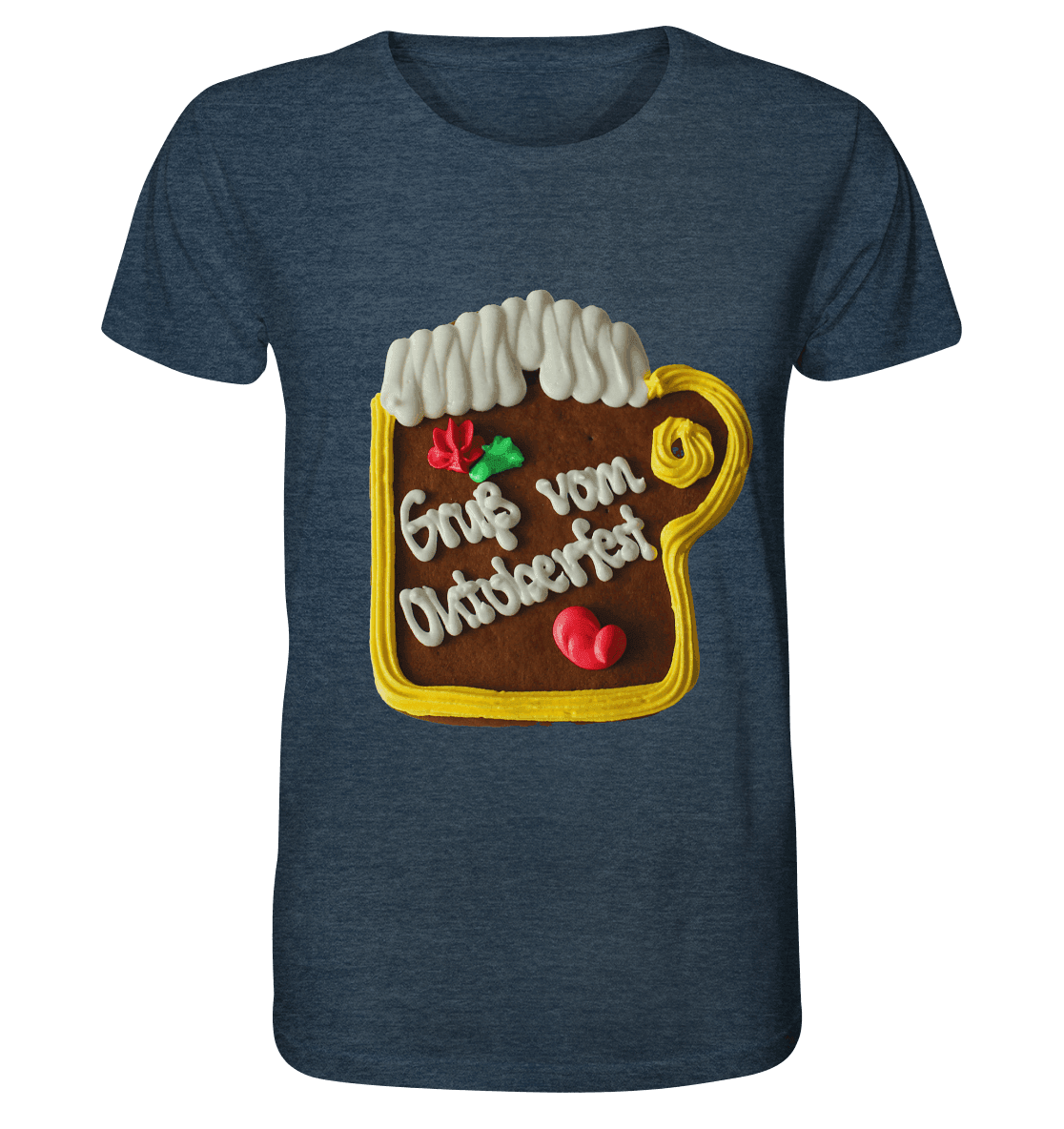 Unisex-Leibchen aus Bio-Baumwolle mit Oktoberfest-Motiv, herbstlich meliertes Design, ideal für Volksfest und Oktoberfest.