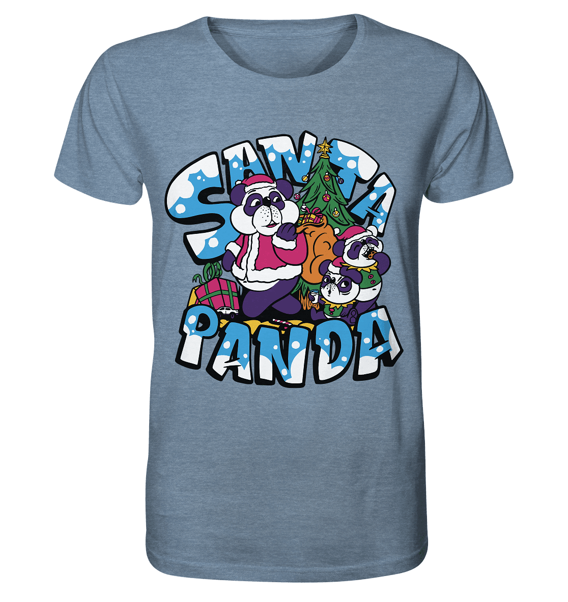 Weihnachten, Santa Panda , Nikolaus Panda ,Merry Christmas - Organic Shirt (meliert) - Online Kaufhaus München