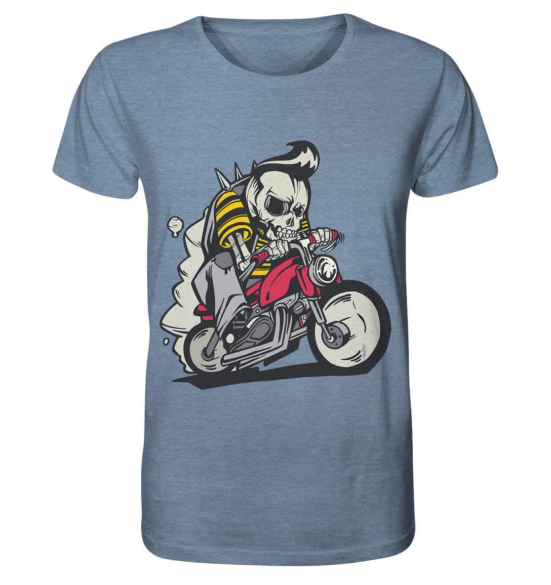 Motorradfahrer ,Biker Skelett - Organic Shirt (meliert) - Online Kaufhaus München