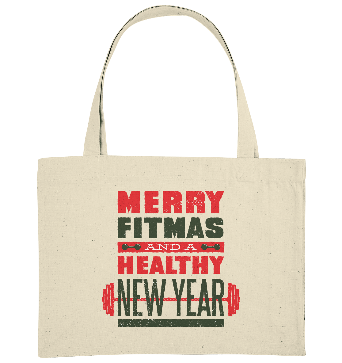 Weihnachtliches Design, Gym, Merry Fitmas and a Healthy New Year - Organic Shopping-Bag - Online Kaufhaus München