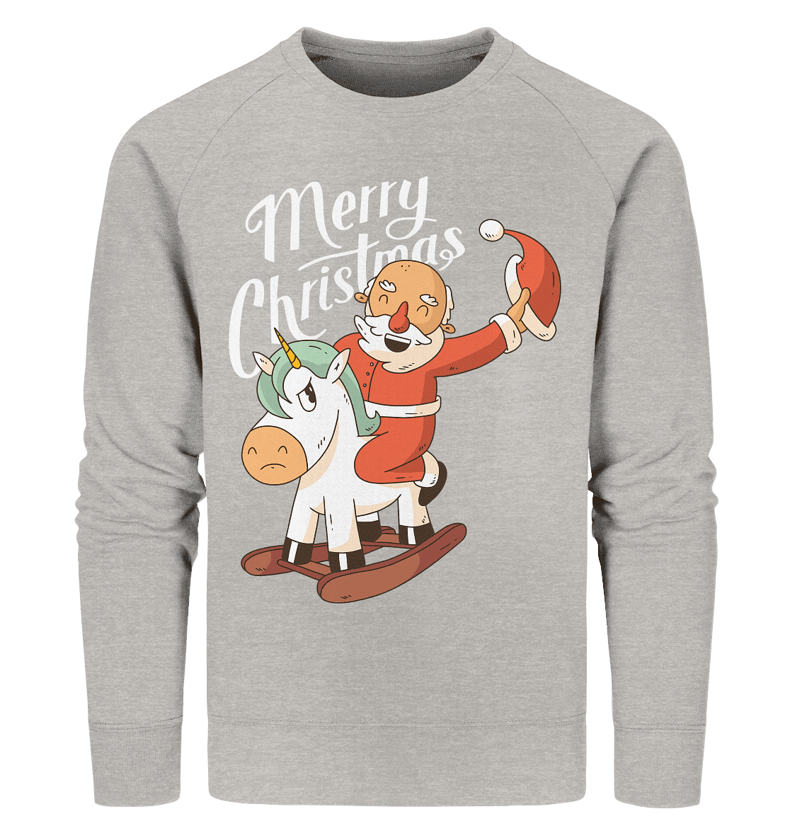 Weihnachten Nikolaus am Schaukelpferd Merry Christmas - Organic Sweatshirt - Online Kaufhaus München