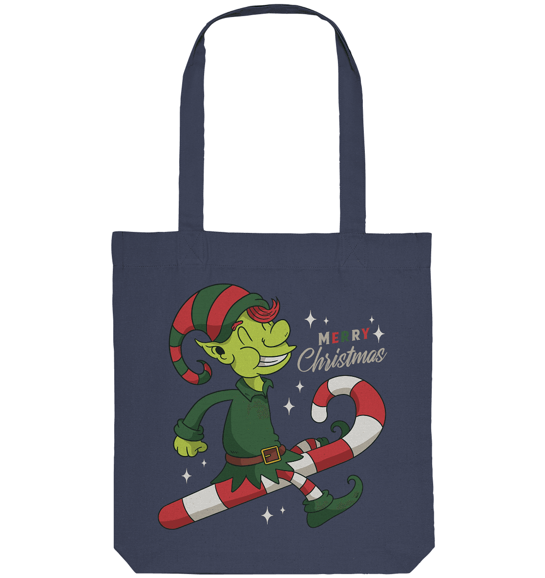 Weihnacht Design Netter Weihnachtself mit Zuckerstange Merry Christmas - Organic Tote-Bag - Online Kaufhaus München