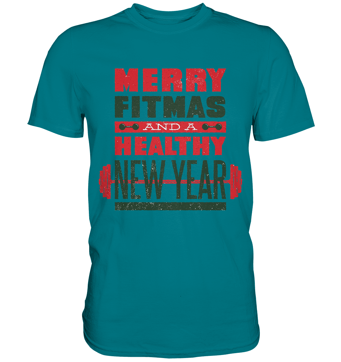 Weihnachtliches Design, Gym, Merry Fitmas and a Healthy New Year - Premium Shirt - Online Kaufhaus München