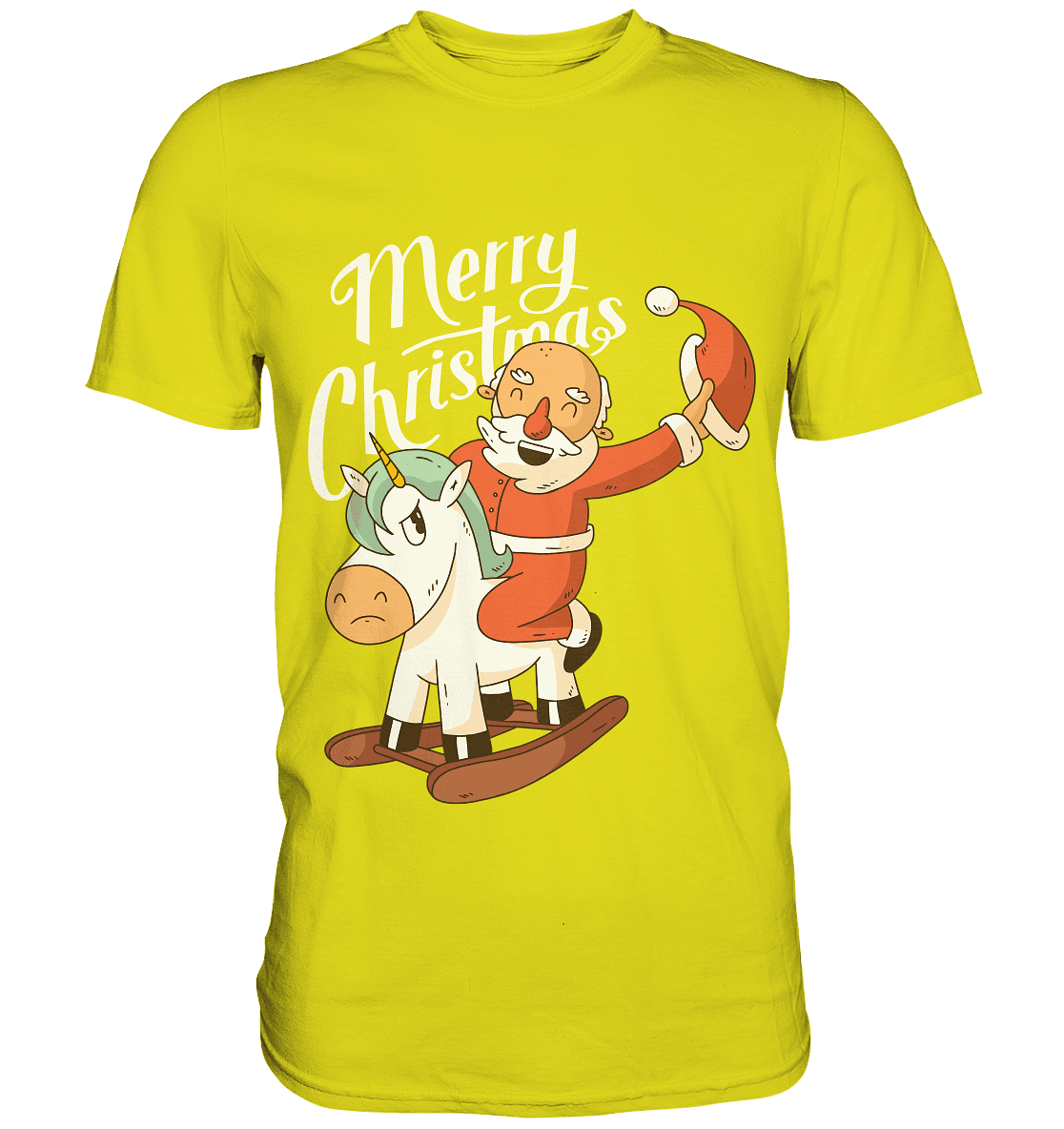 Weihnachten Nikolaus am Schaukelpferd Merry Christmas - Premium Shirt - Online Kaufhaus München