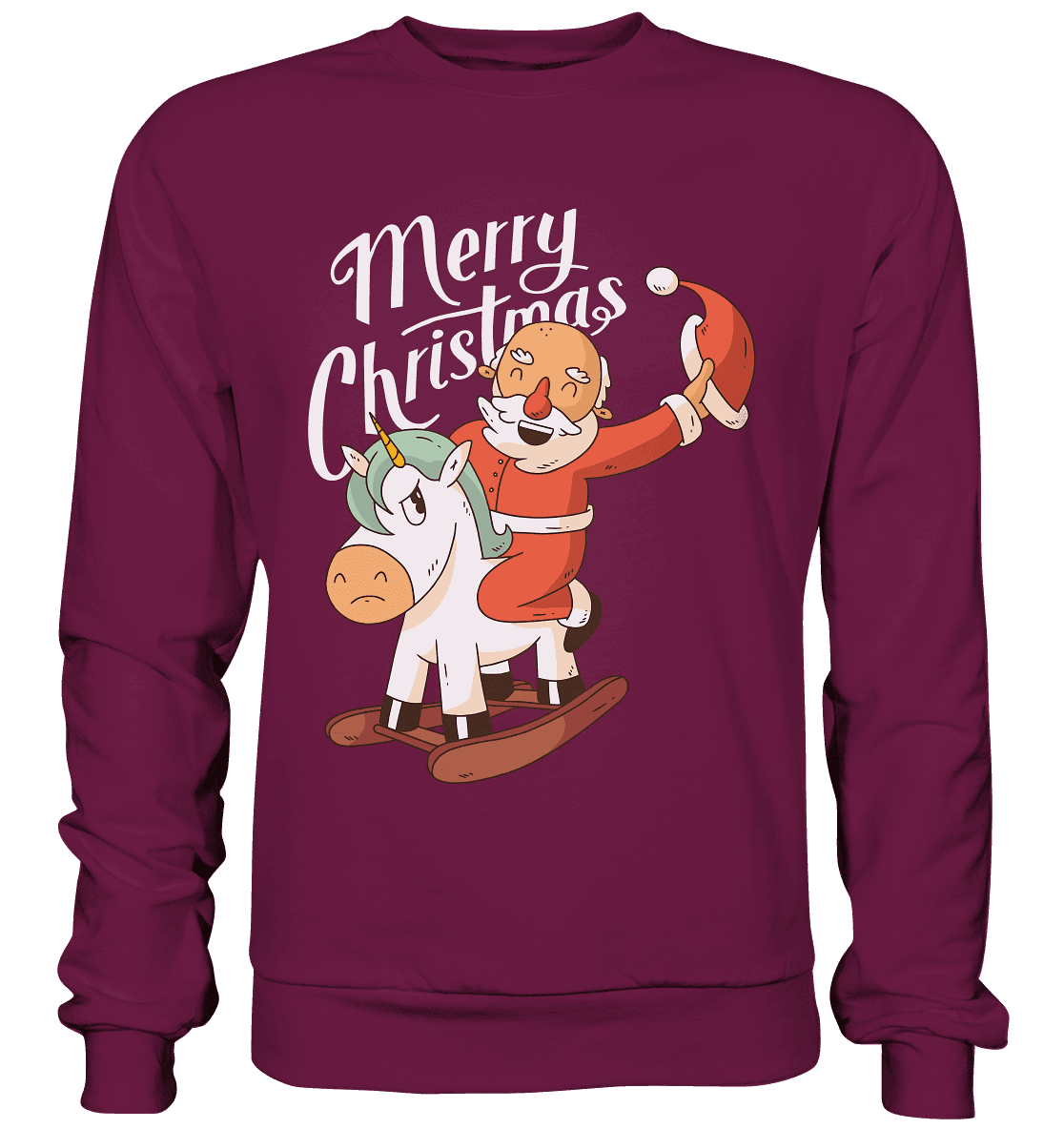 Weihnachten Nikolaus am Schaukelpferd Merry Christmas - Premium Sweatshirt - Online Kaufhaus München