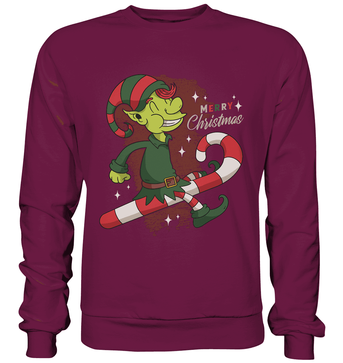 Weihnacht Design Netter Weihnachtself mit Zuckerstange Merry Christmas - Premium Sweatshirt - Online Kaufhaus München