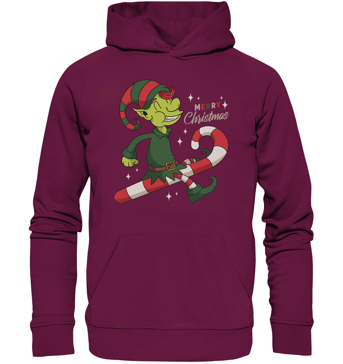 Weihnacht Design Netter Weihnachtself mit Zuckerstange Merry Christmas - Premium Unisex Hoodie - Online Kaufhaus München