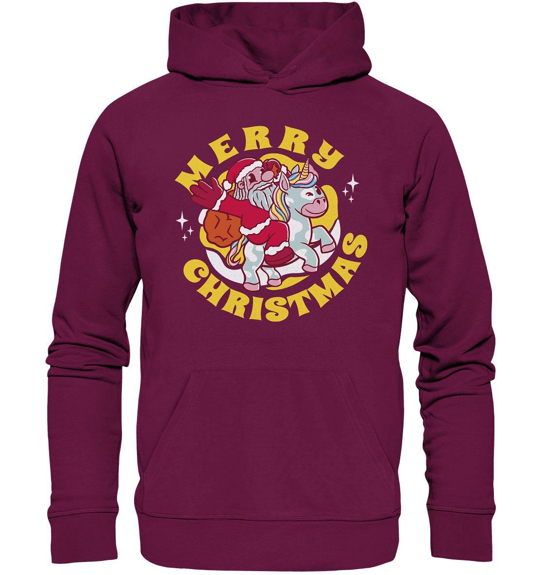 Nikolaus auf Einhorn reitend , Santa Claus Unicorn ,Merry Christmas - Premium Unisex Hoodie - Online Kaufhaus München