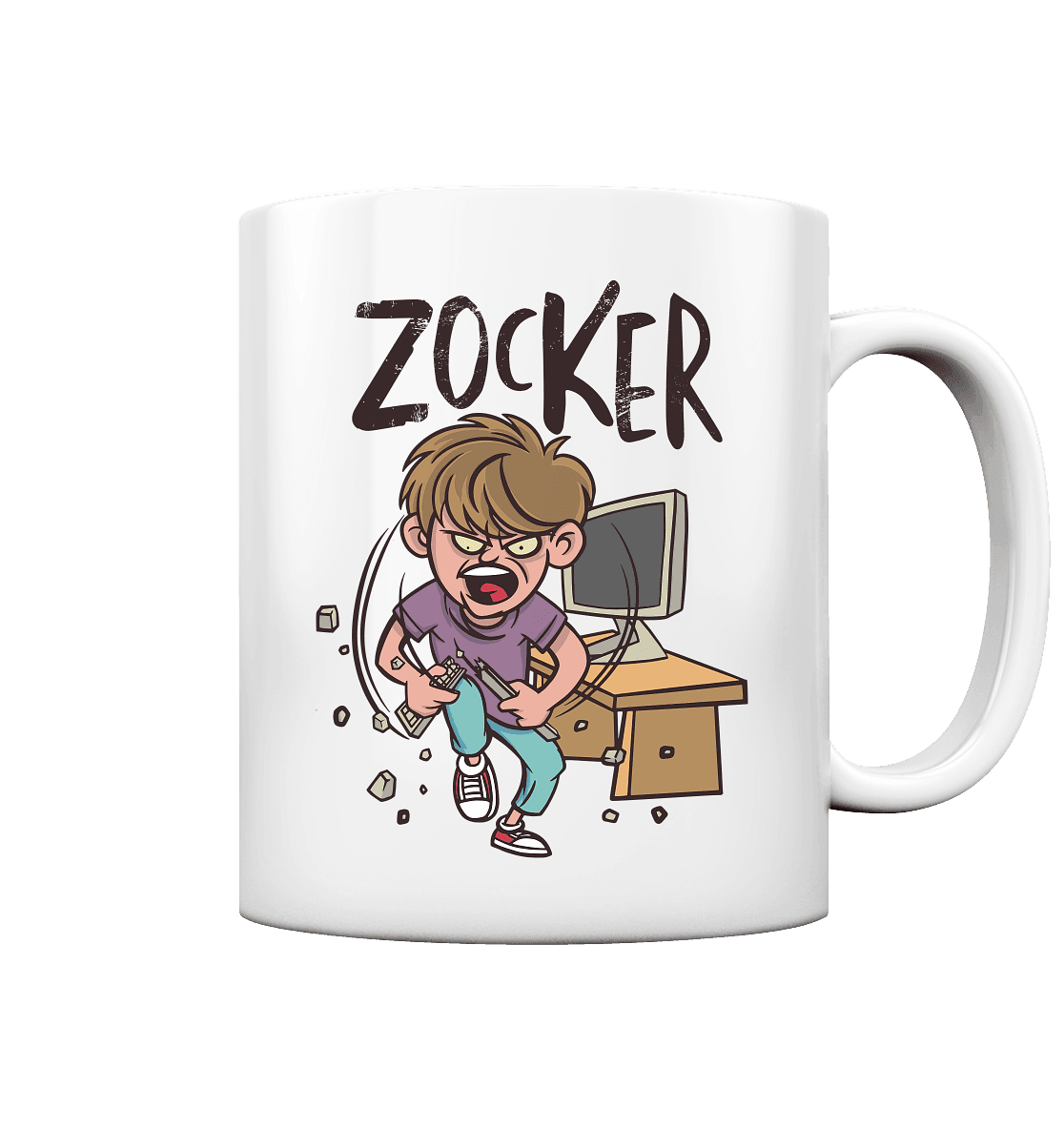 Zorniger Zocker zerbricht die Tastatur - Tasse glossy - Online Kaufhaus München