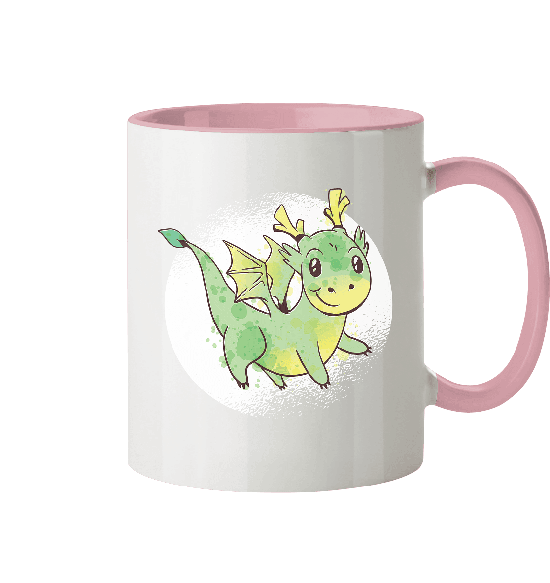 Kleiner grüner Drache ,der Liebling der Kinder - Tasse zweifarbig - Online Kaufhaus München