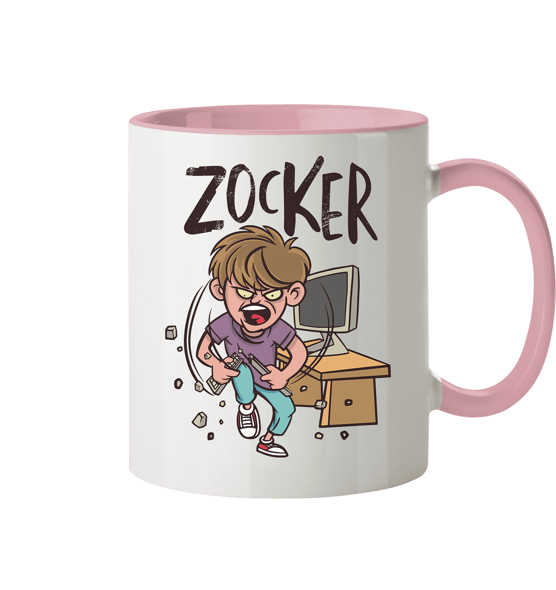 Zorniger Zocker zerbricht die Tastatur - Tasse zweifarbig - Online Kaufhaus München
