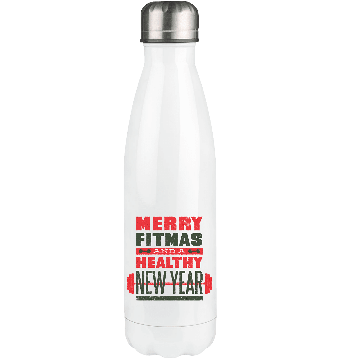 Weihnachtliches Design, Gym, Merry Fitmas and a Healthy New Year - Thermoflasche 500ml - Online Kaufhaus München