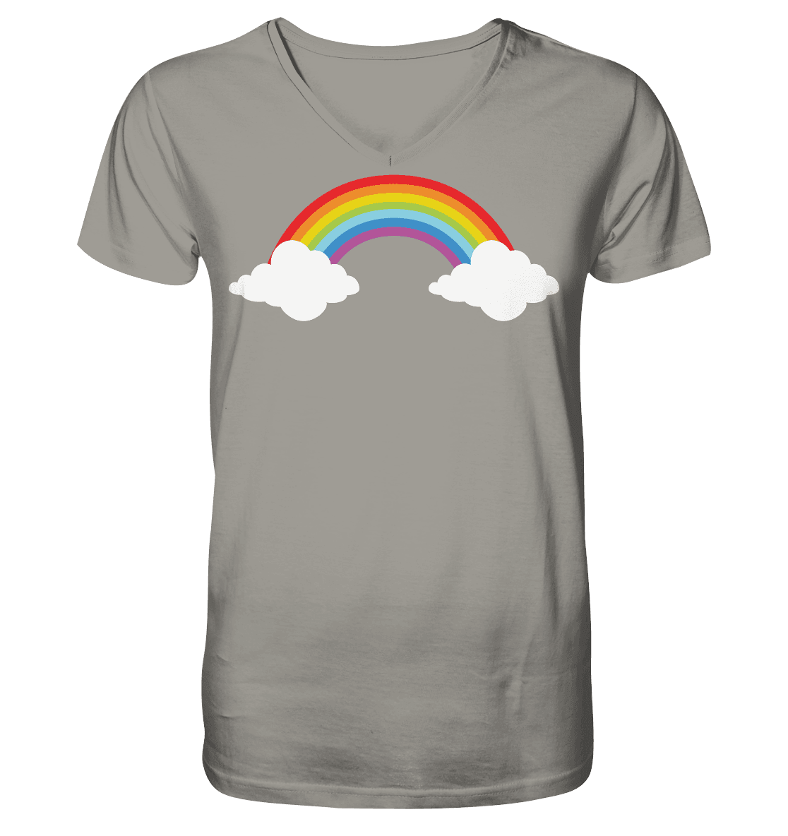 Regenbogen mit Wolken - V-Neck Shirt - Online Kaufhaus München